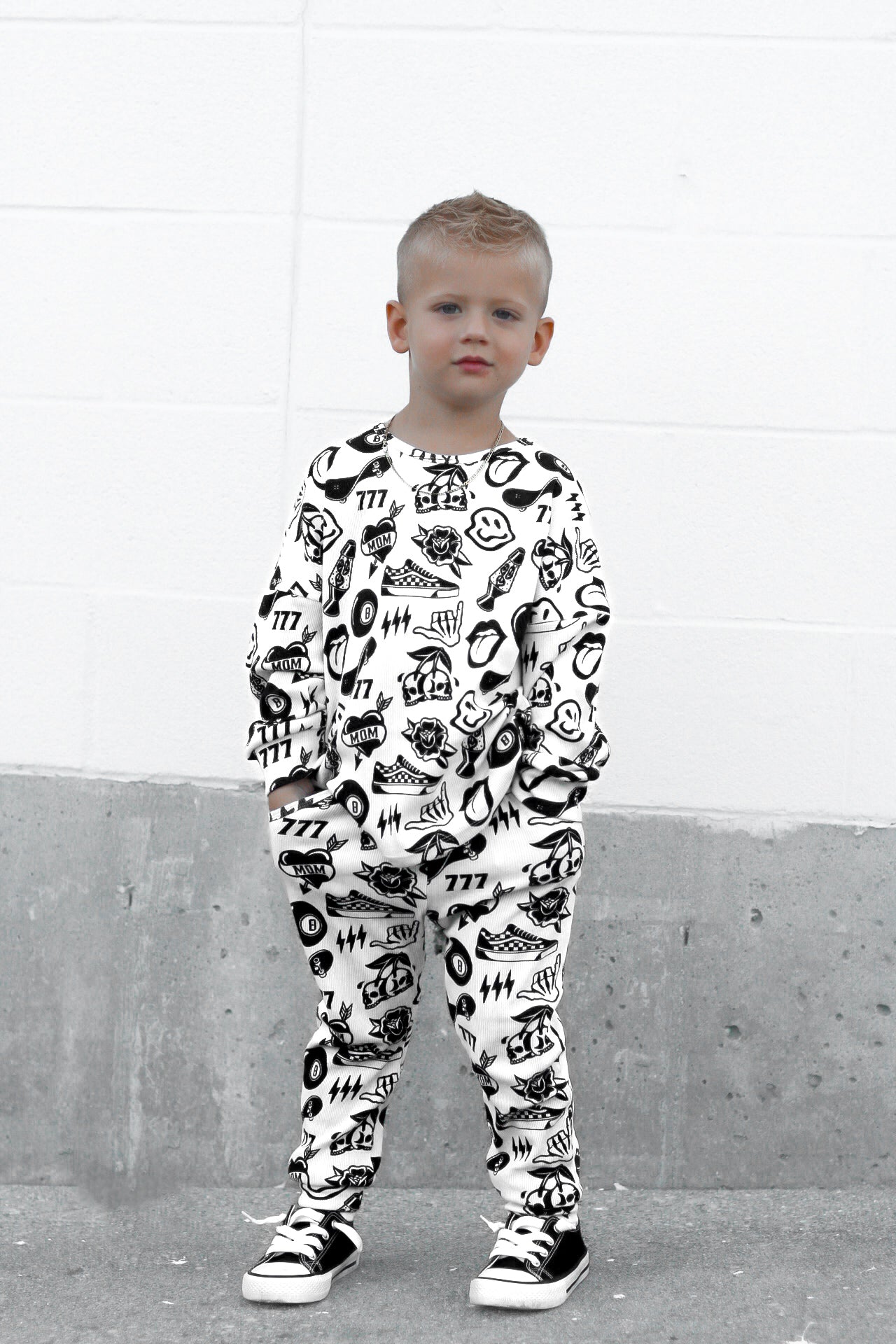 Organic Ribbed Set in Cool Kid