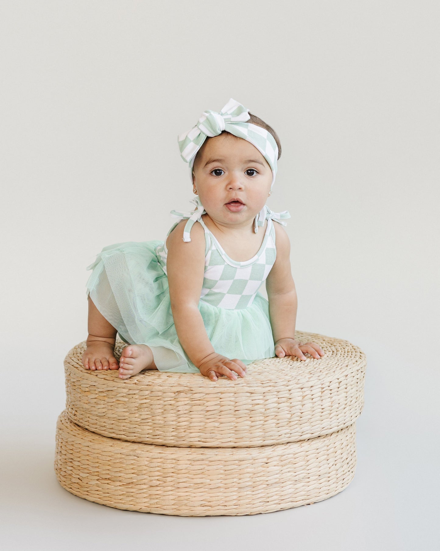 Tutu Romper | Checkered Mint