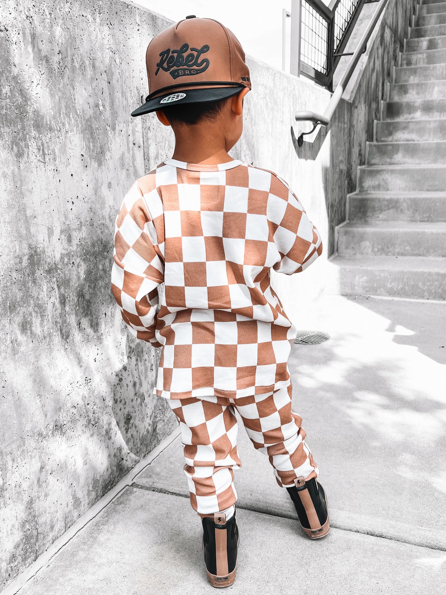 Organic Ribbed Set in Vanilla + Chestnut