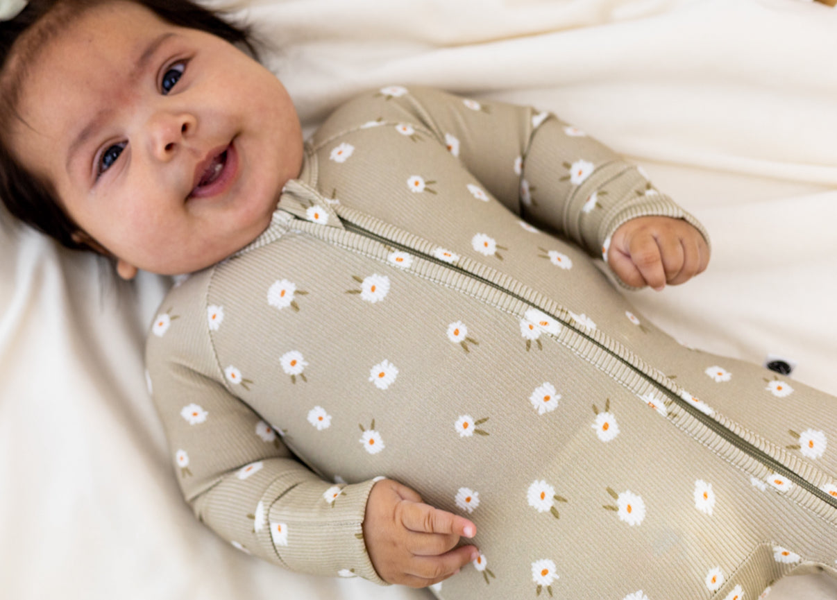 SAGE FLORAL | ZIP ROMPER