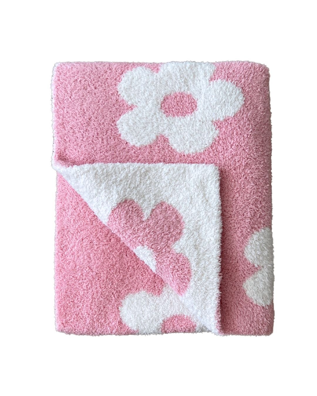 Daisy Fuzzy Blanket Pink