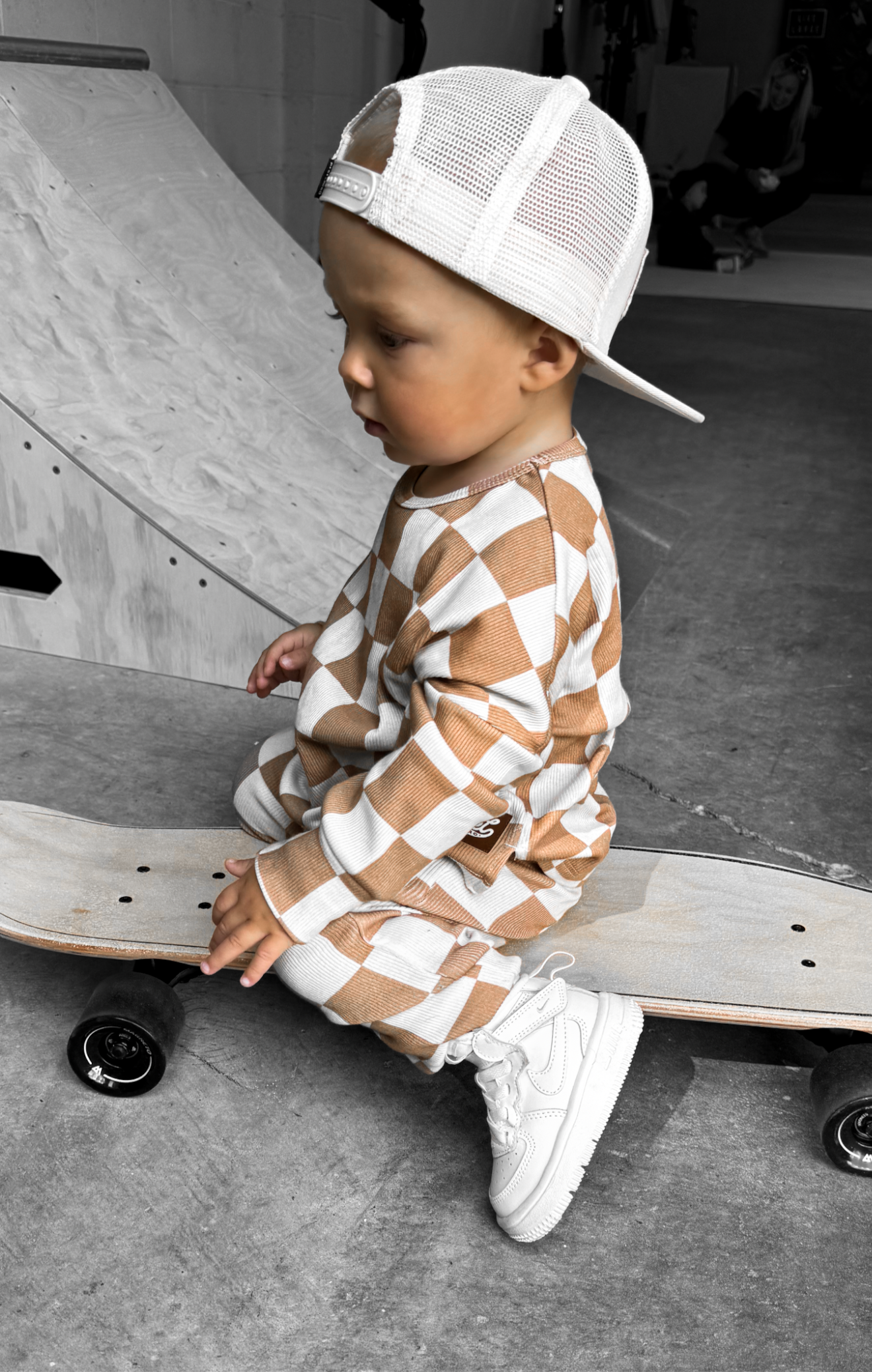 Organic Ribbed Set in Vanilla + Chestnut