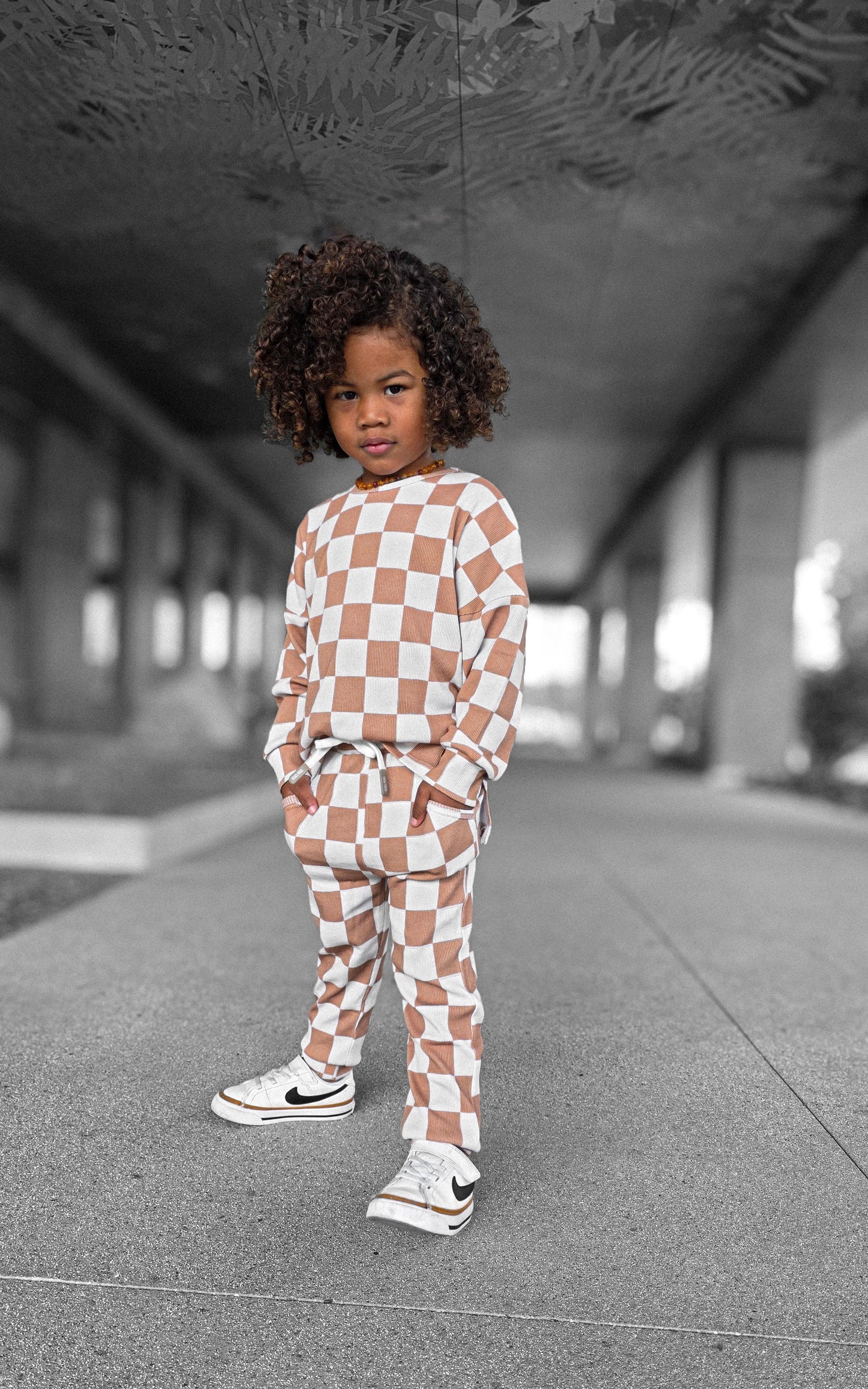 Organic Ribbed Set in Vanilla + Chestnut