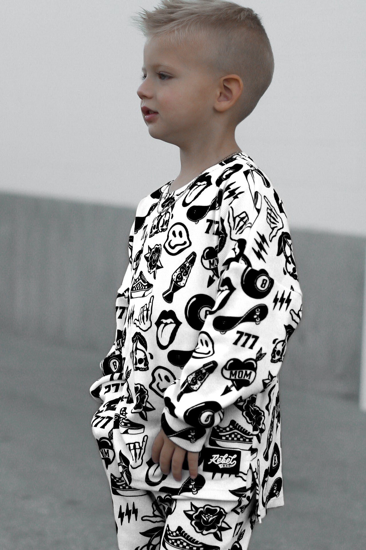 Organic Ribbed Set in Cool Kid