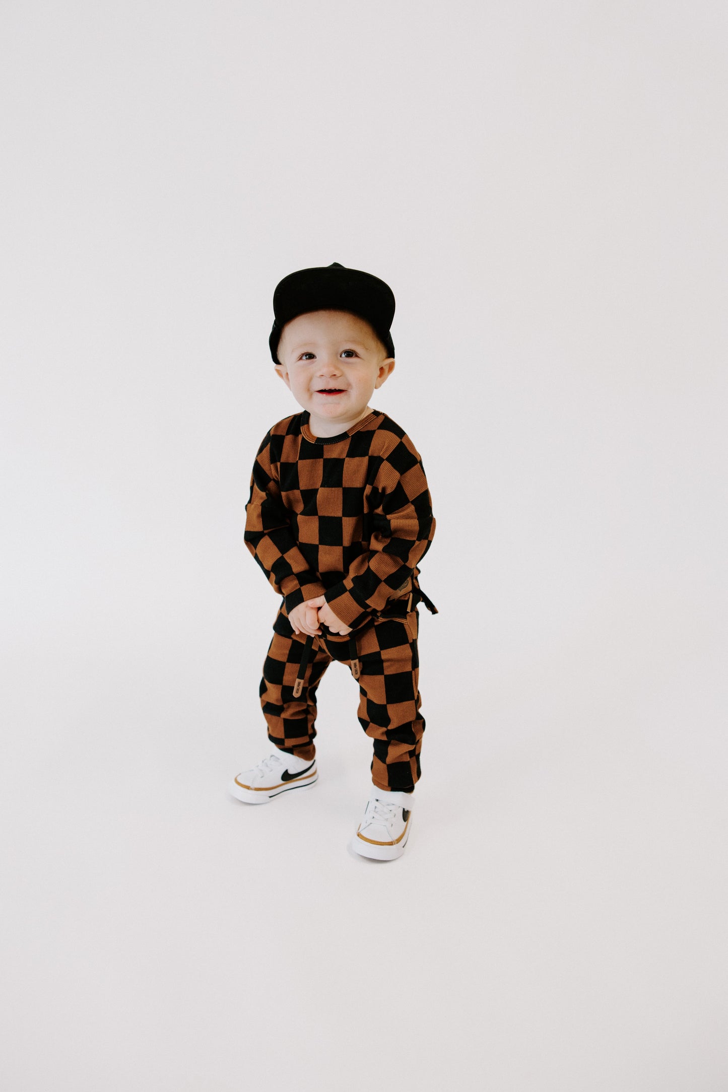 Organic Ribbed Set in Smoke + Spice