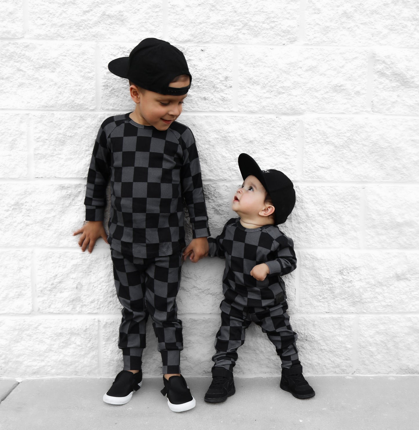 Organic Ribbed Set in Smoke + Storm