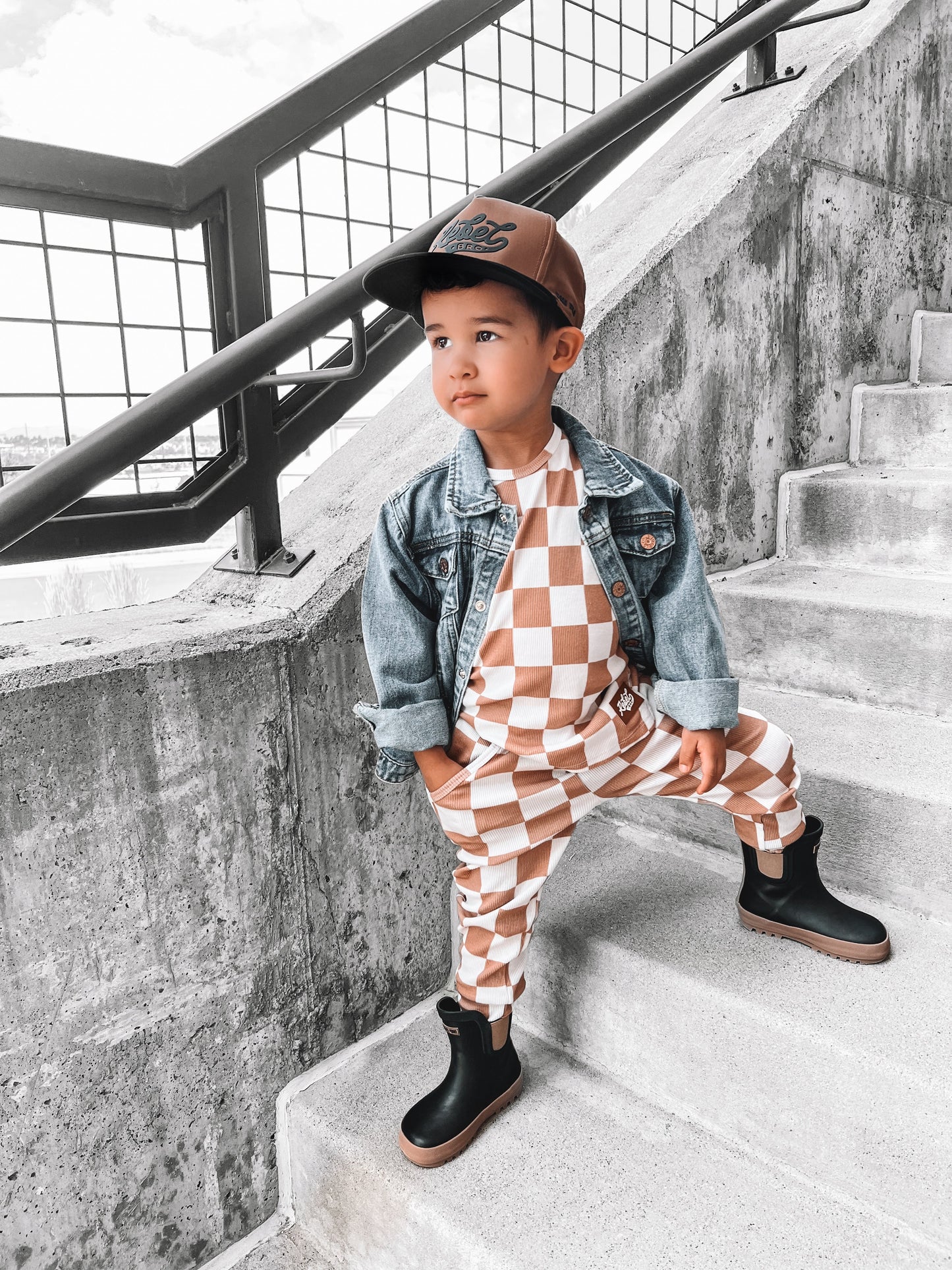 Organic Ribbed Set in Vanilla + Chestnut