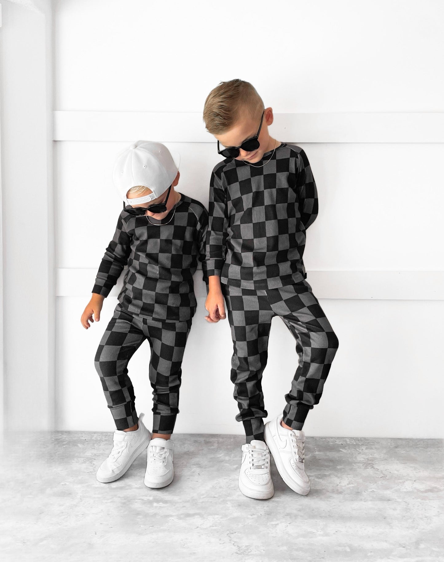 Organic Ribbed Set in Smoke + Storm