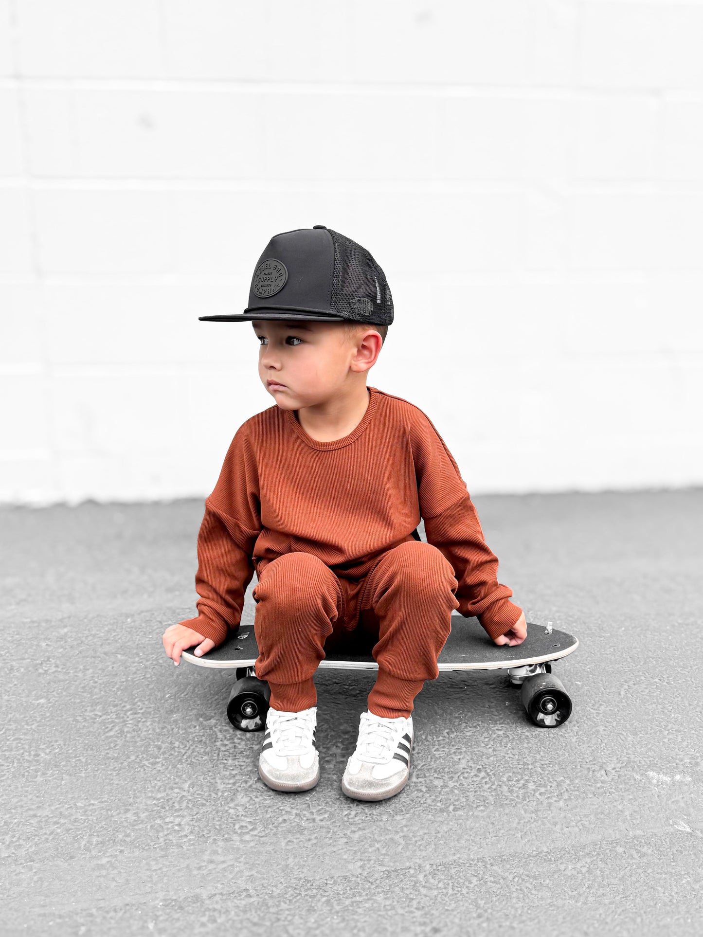 Organic Ribbed Set in Rust