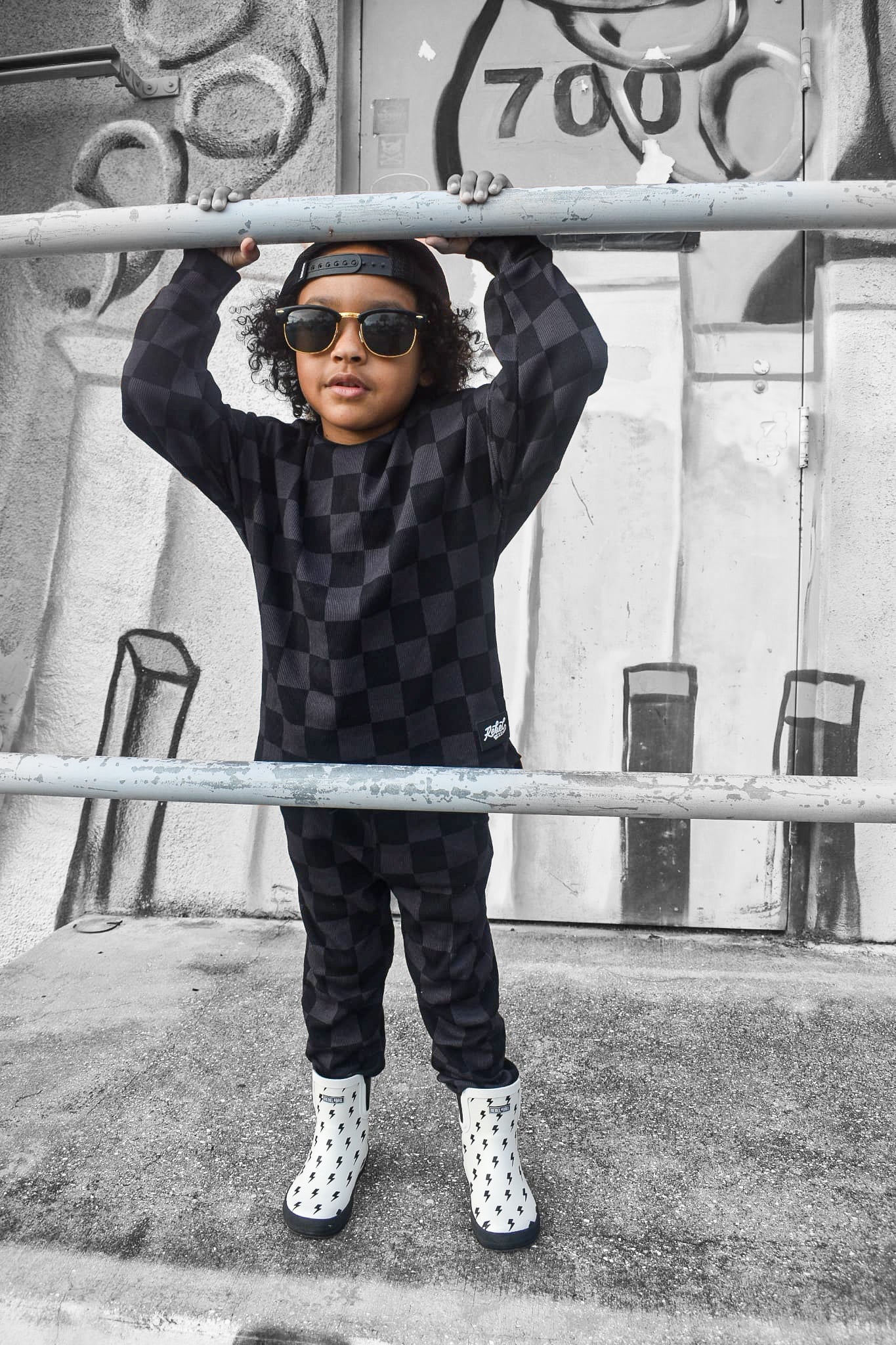 Organic Ribbed Set in Smoke + Storm