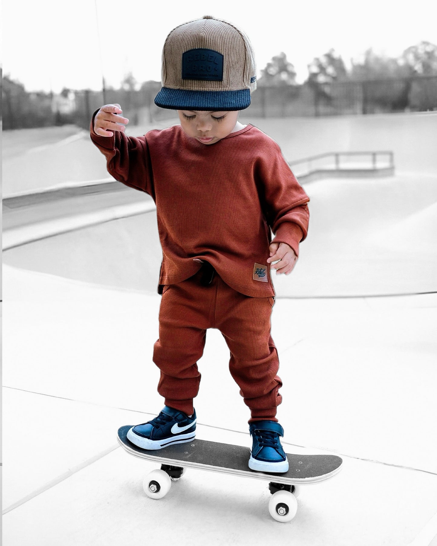 Organic Ribbed Set in Rust