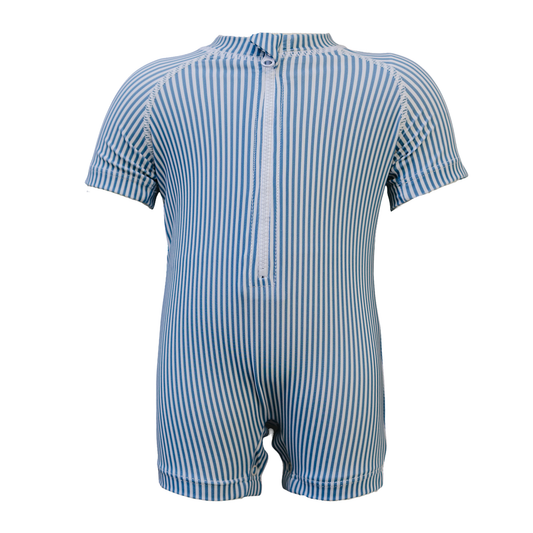 Blue Stripe Zipper Swimsuit
