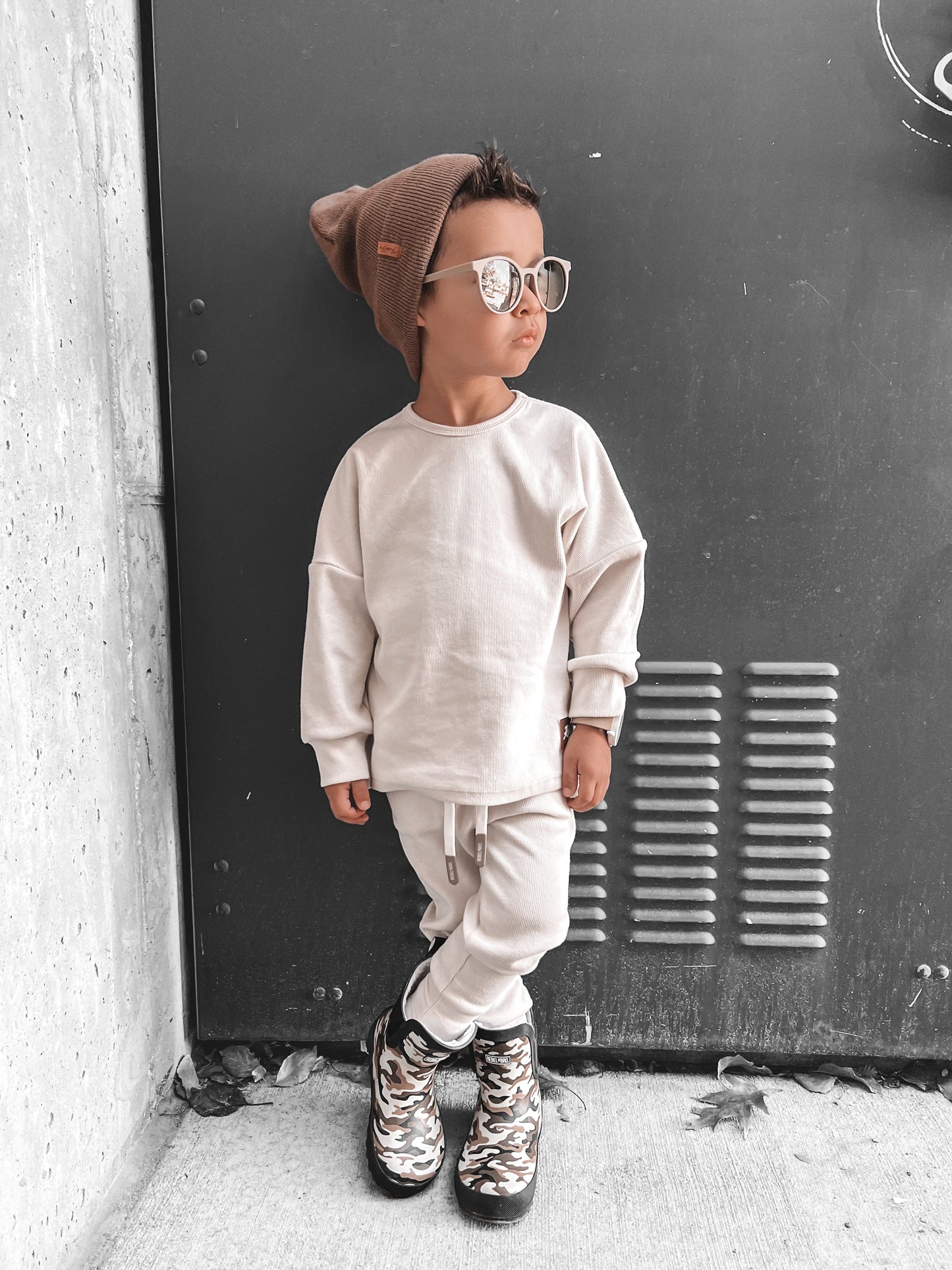 Organic Ribbed Set in Oat