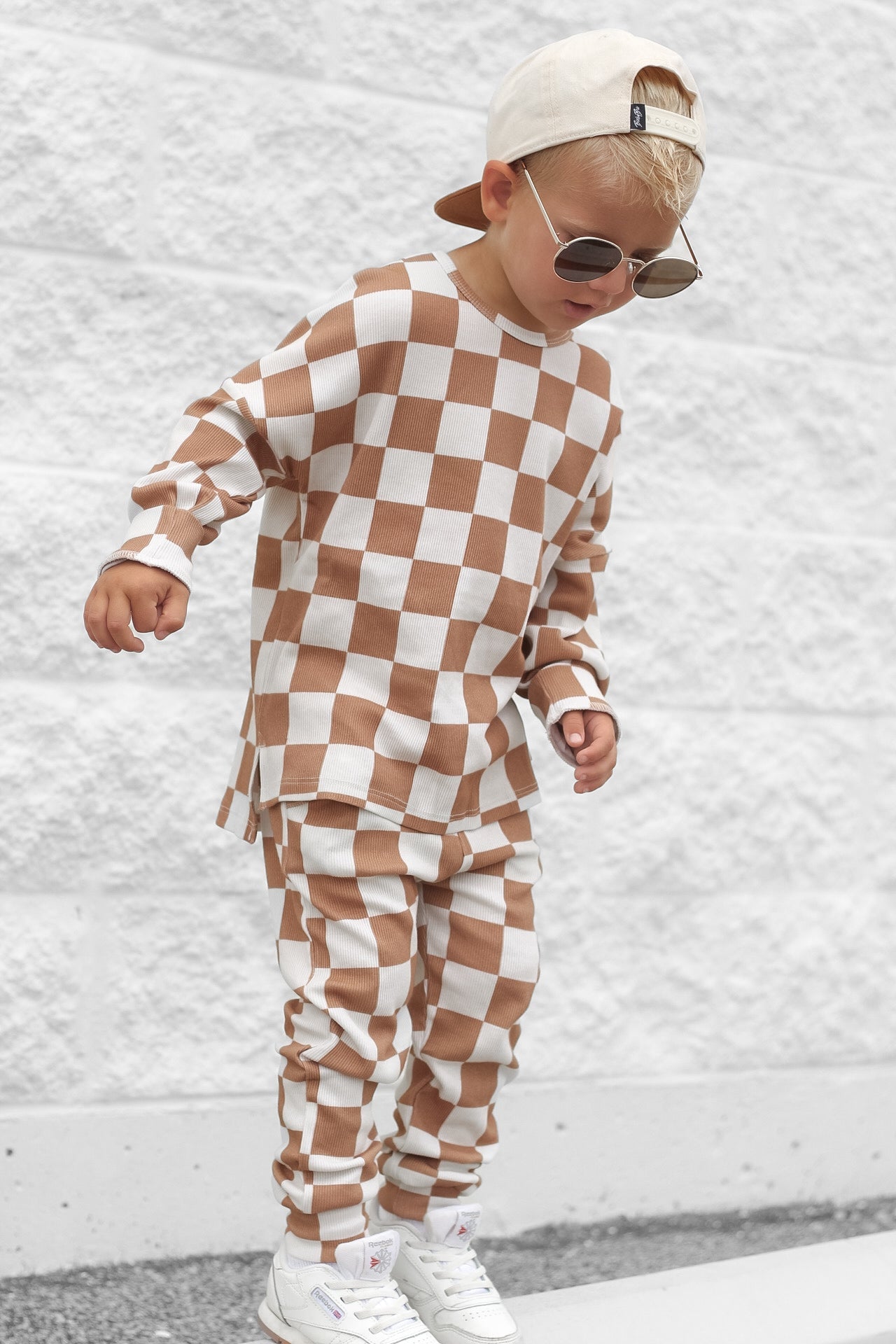 Organic Ribbed Set in Vanilla + Chestnut