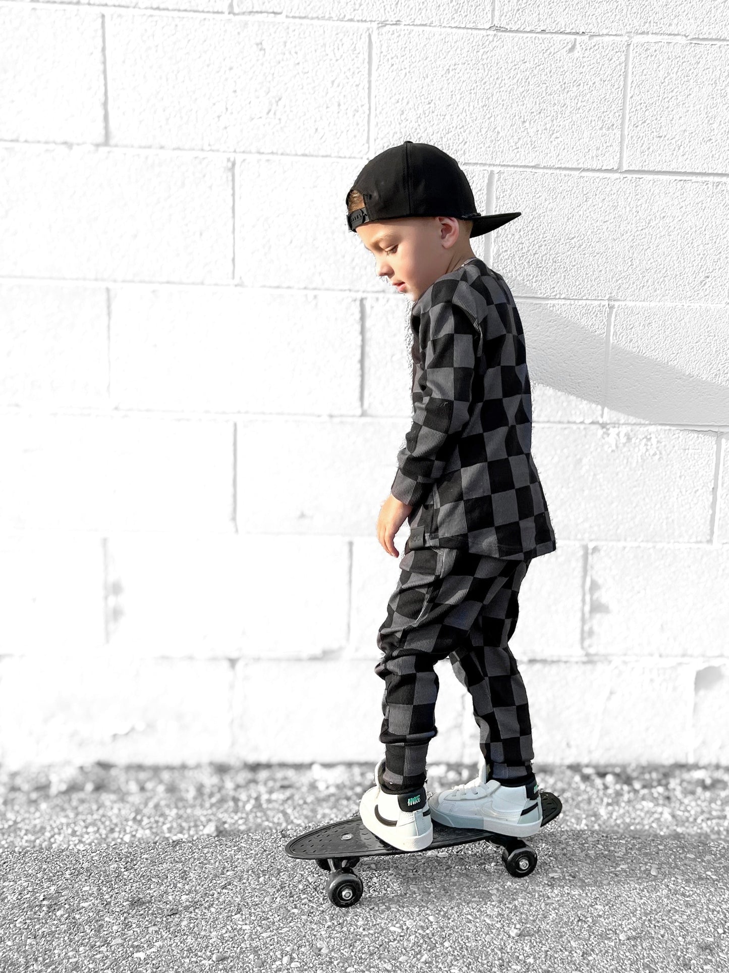 Organic Ribbed Set in Smoke + Storm