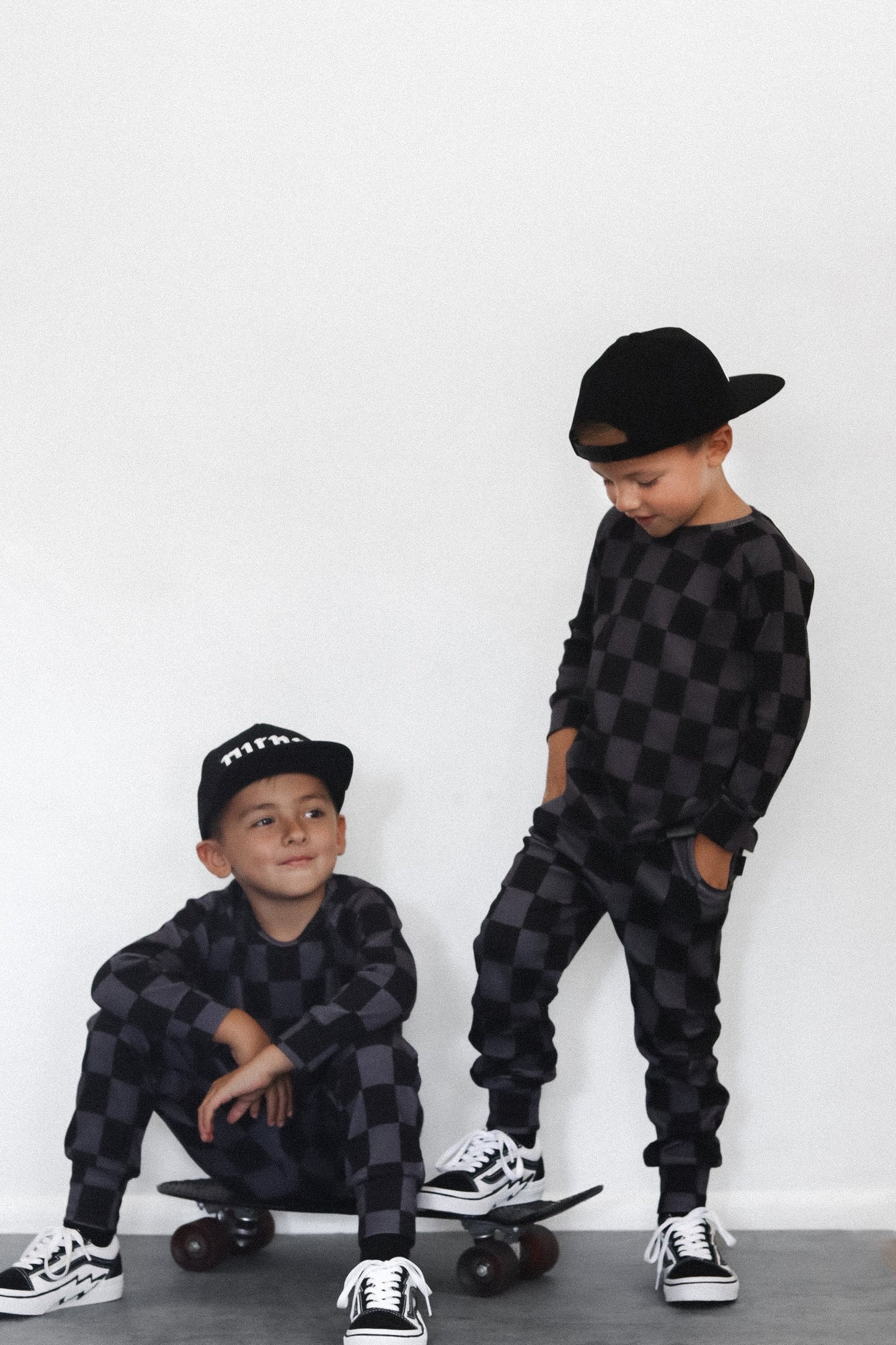 Organic Ribbed Set in Smoke + Storm