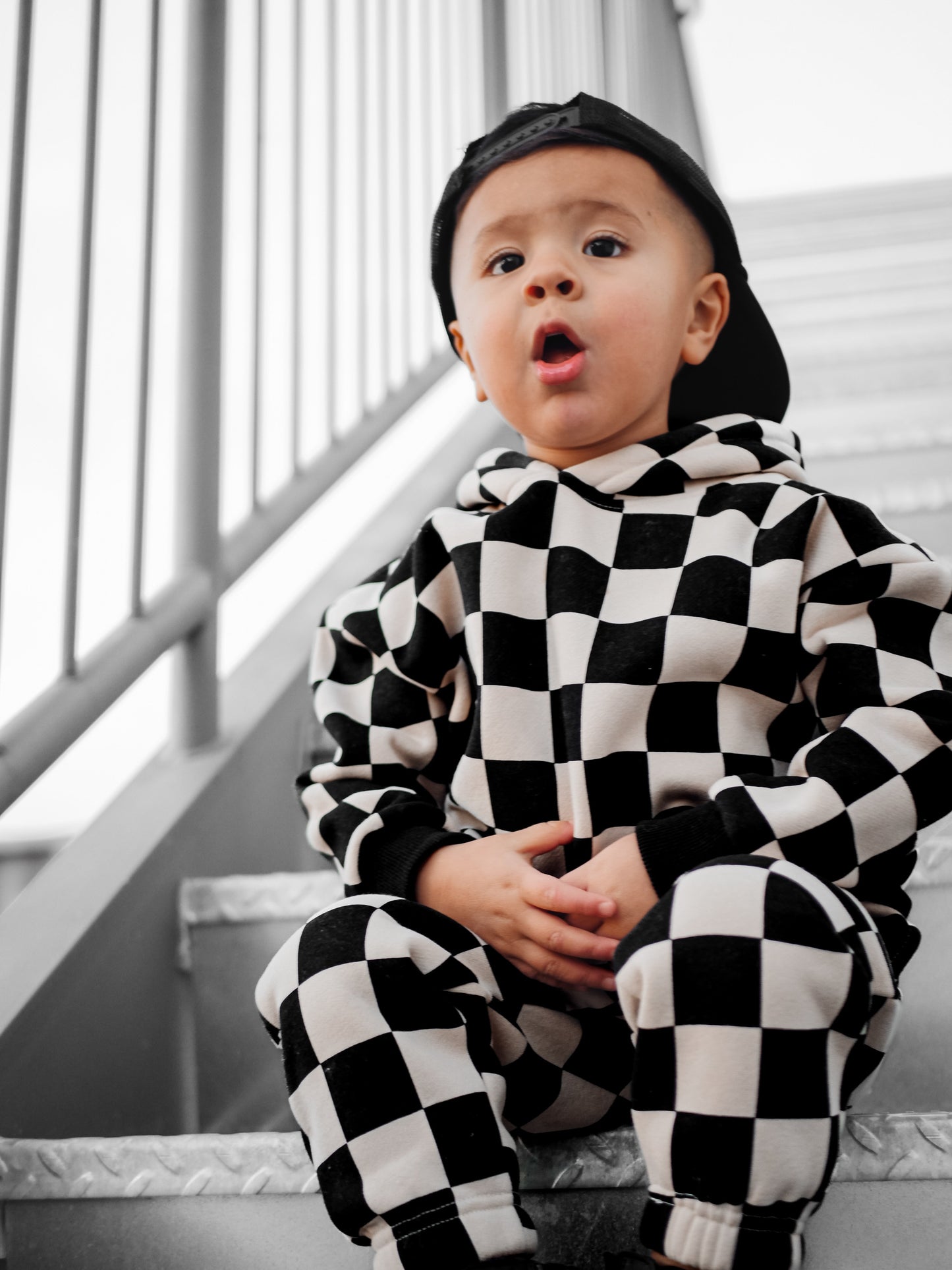 Fleece Hoodie + Sweatpants Set in Venice (Checkered)