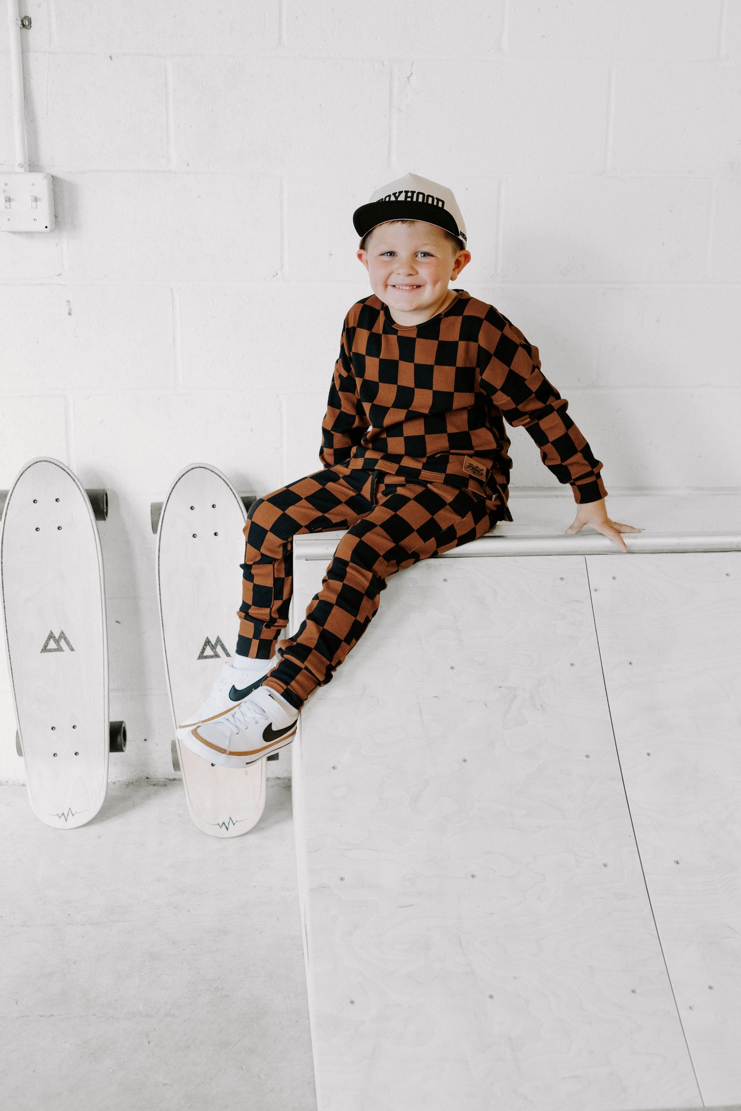 Organic Ribbed Set in Smoke + Spice