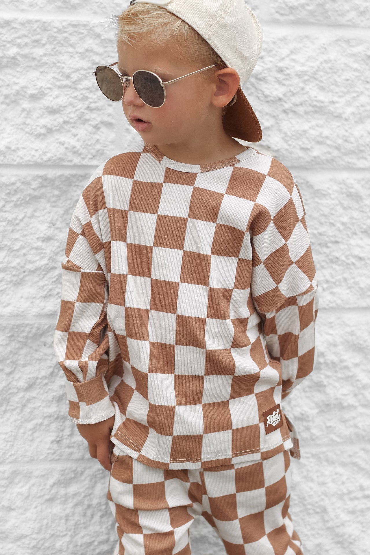 Organic Ribbed Set in Vanilla + Chestnut