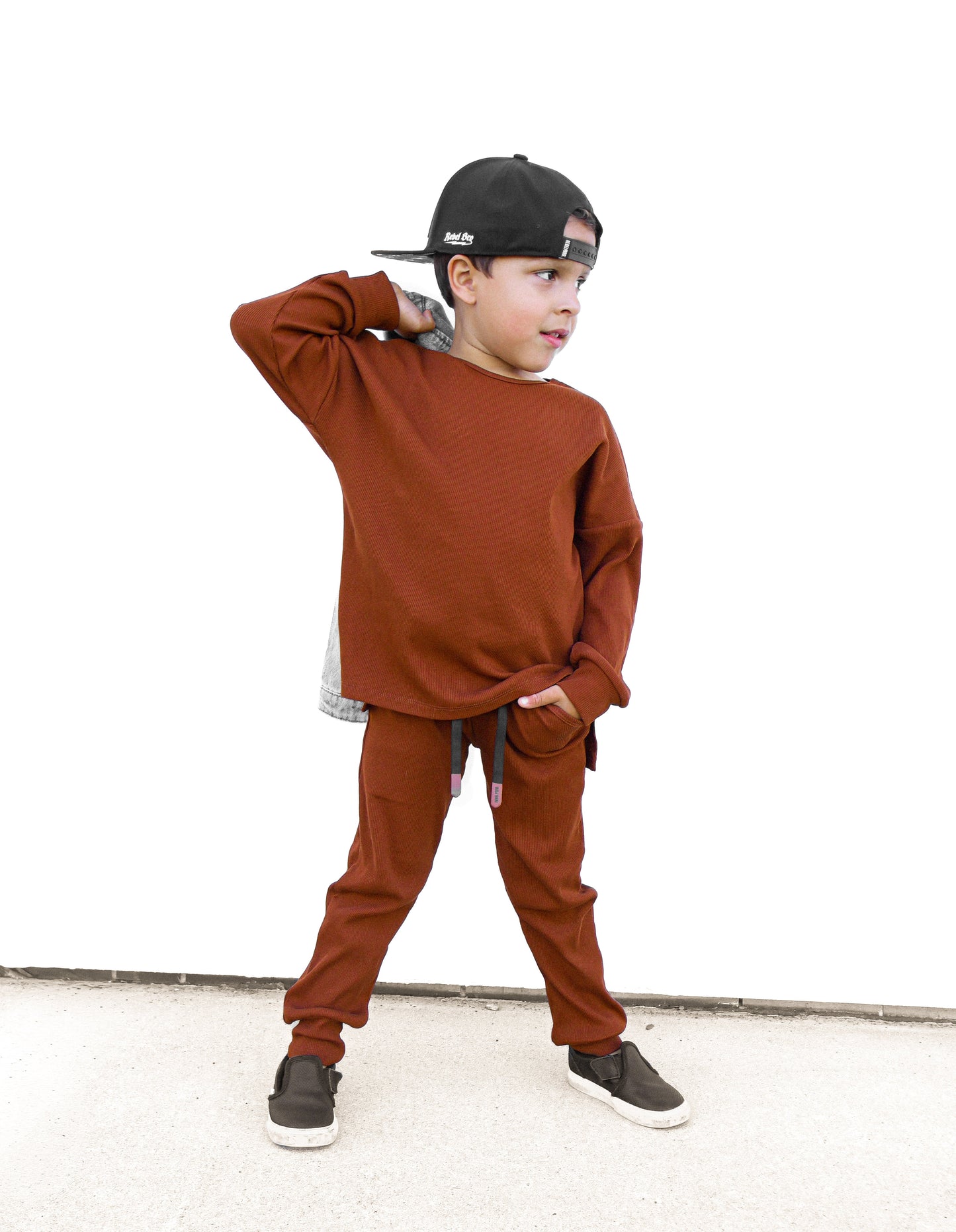 Organic Ribbed Set in Rust