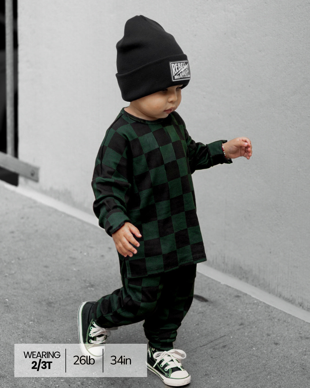 Organic Ribbed Set in Smoke + Midnight Emerald