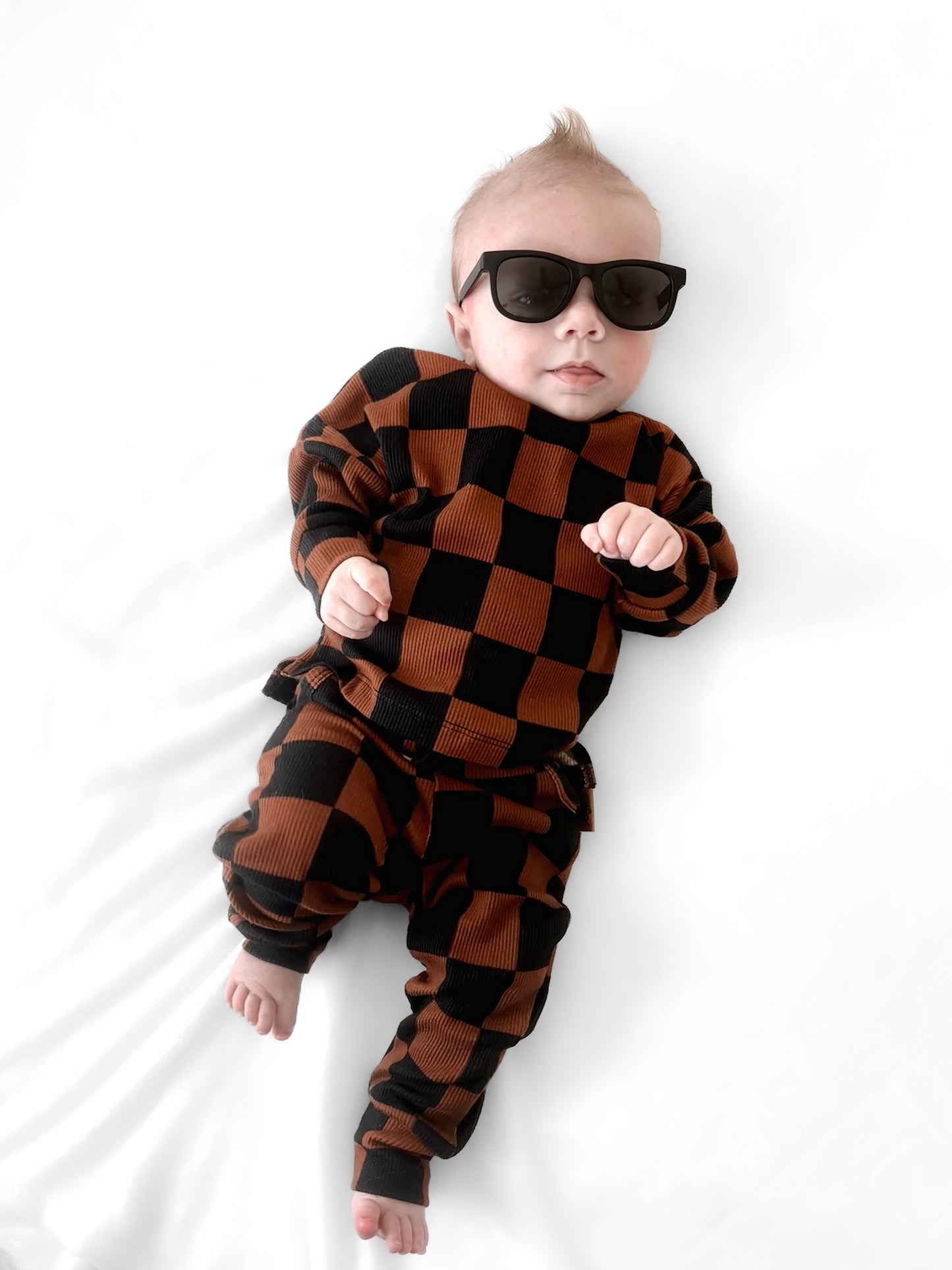 Organic Ribbed Set in Smoke + Spice