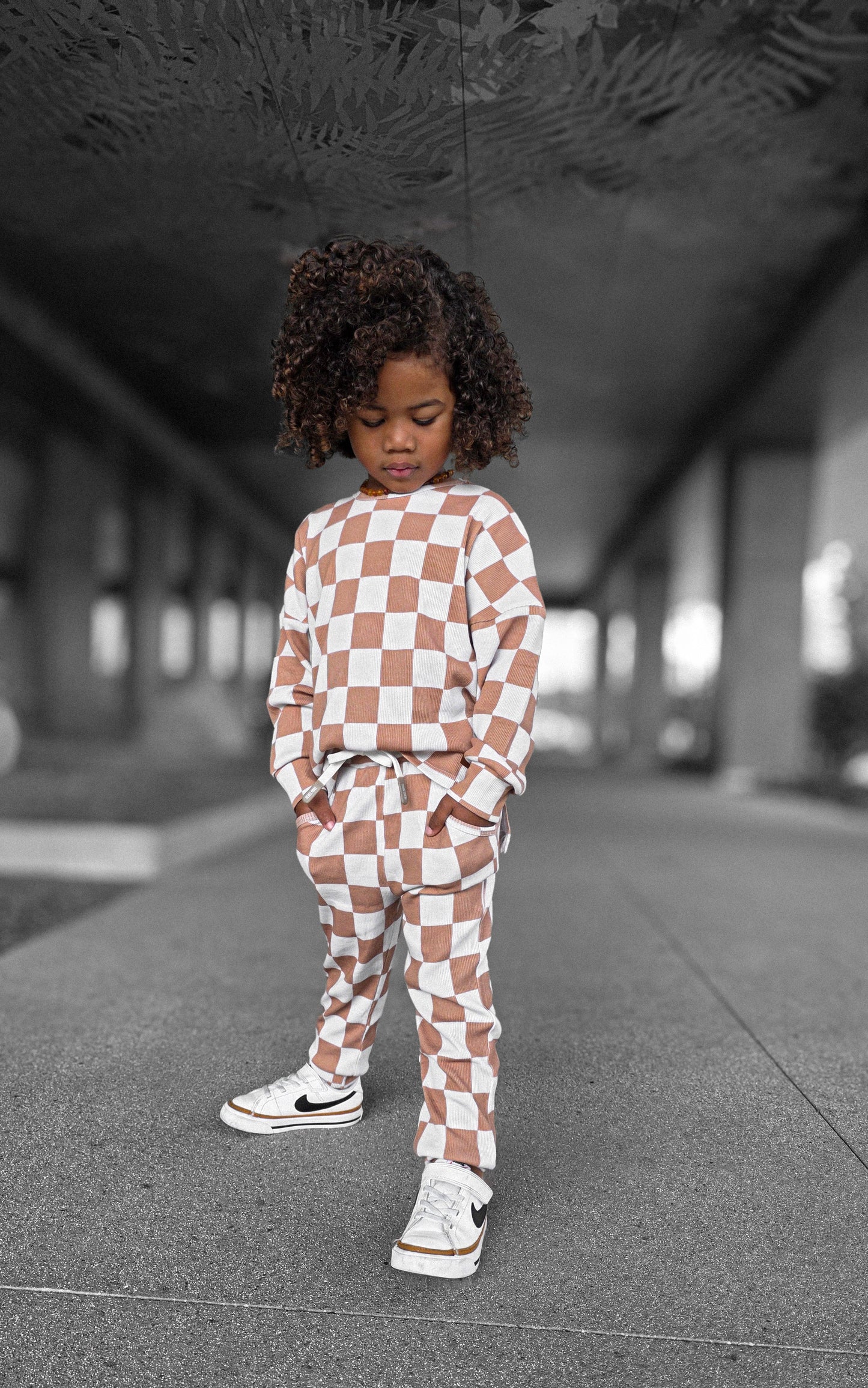 Organic Ribbed Set in Vanilla + Chestnut