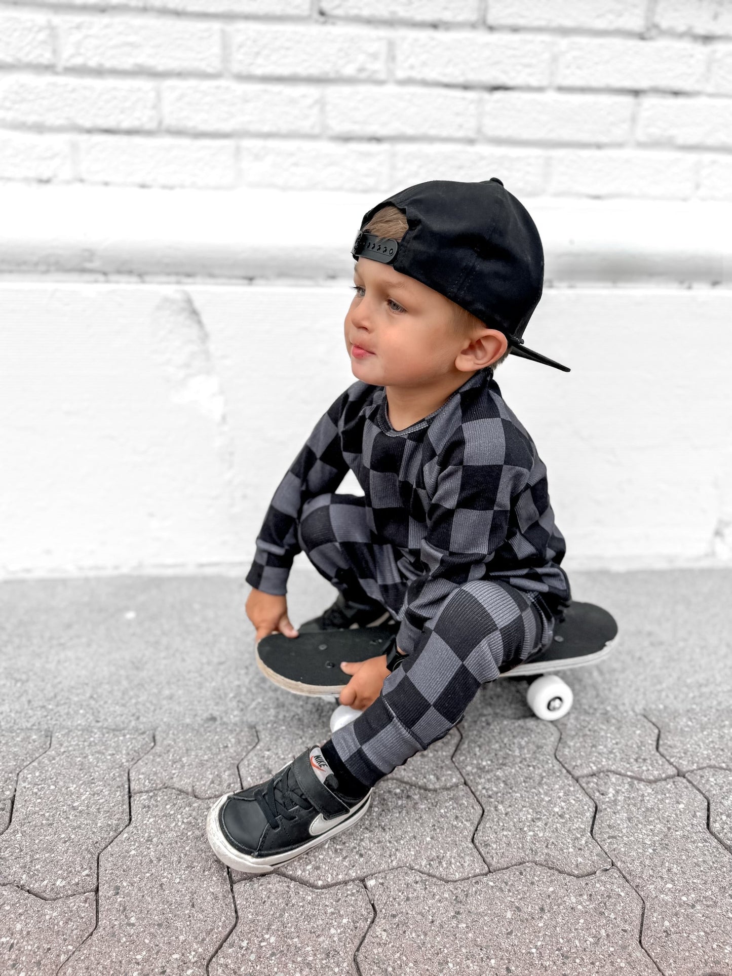 Organic Ribbed Set in Smoke + Storm