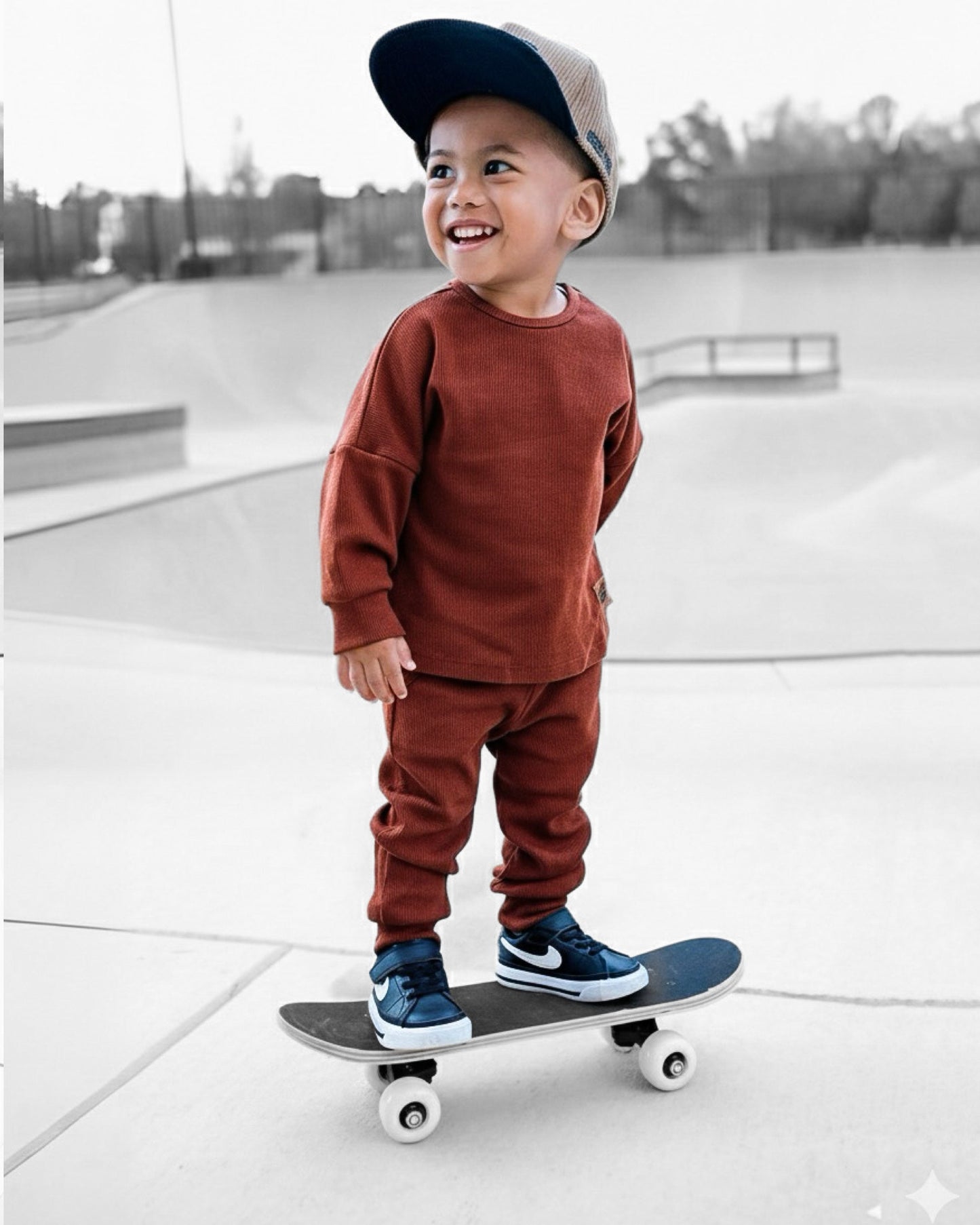 Organic Ribbed Set in Rust