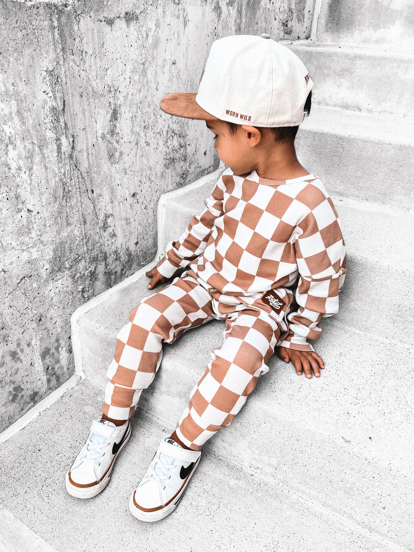 Organic Ribbed Set in Vanilla + Chestnut