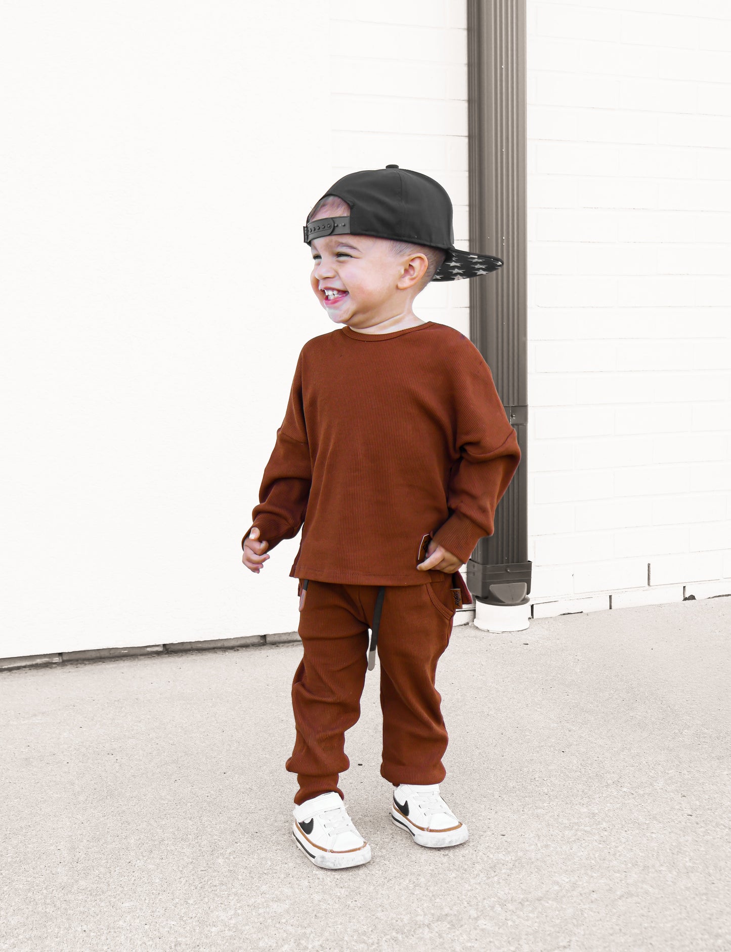 Organic Ribbed Set in Rust