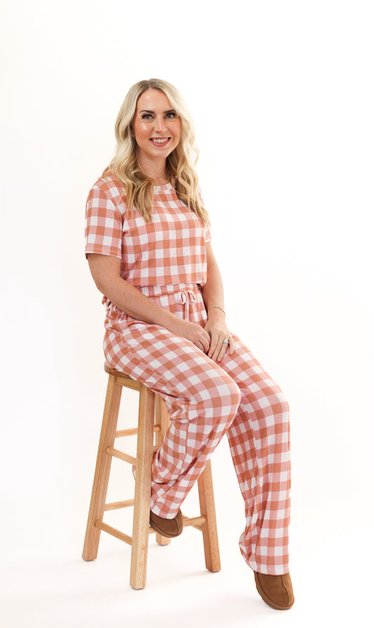 CORAL GINGHAM | ADULT SET