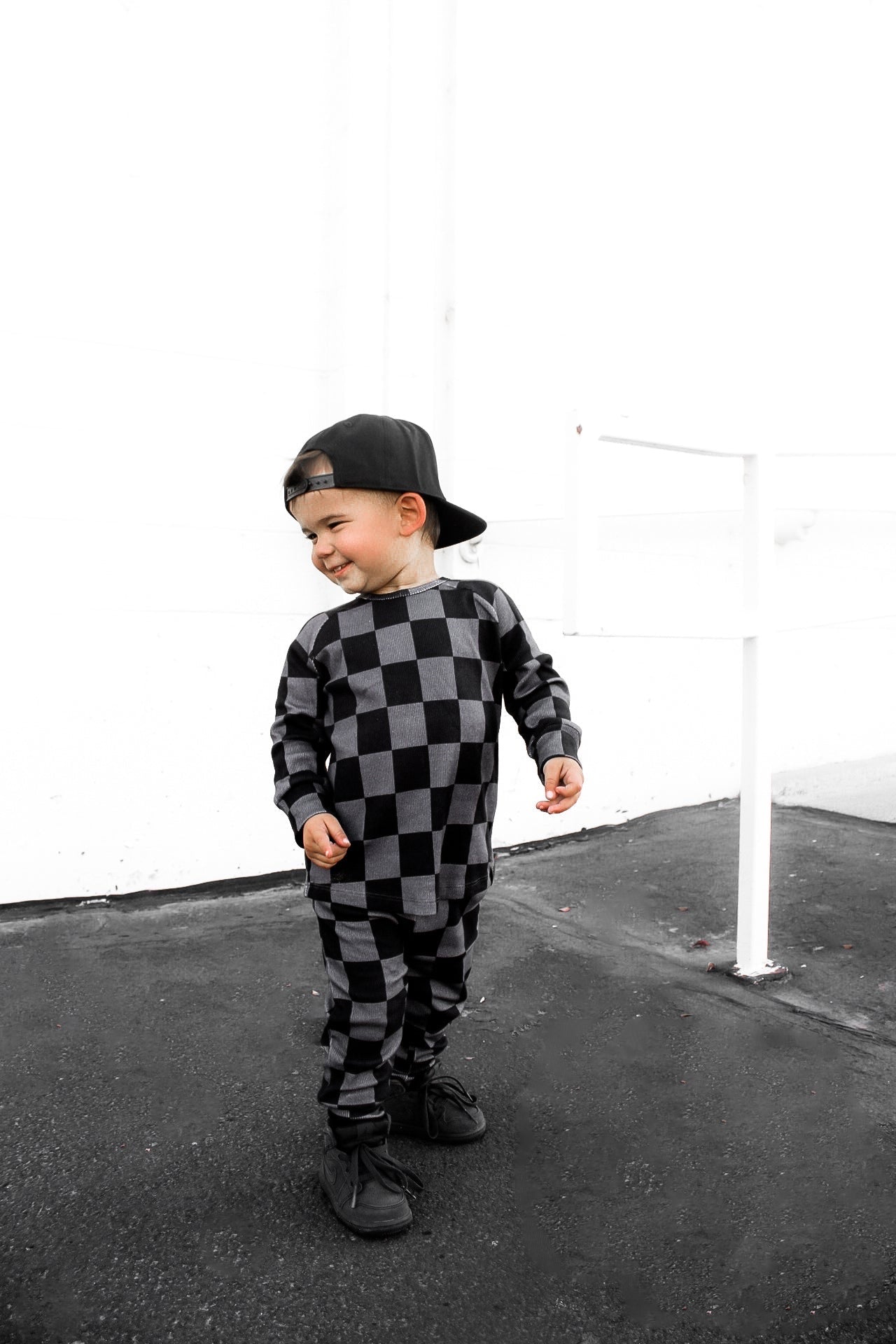 Organic Ribbed Set in Smoke + Storm