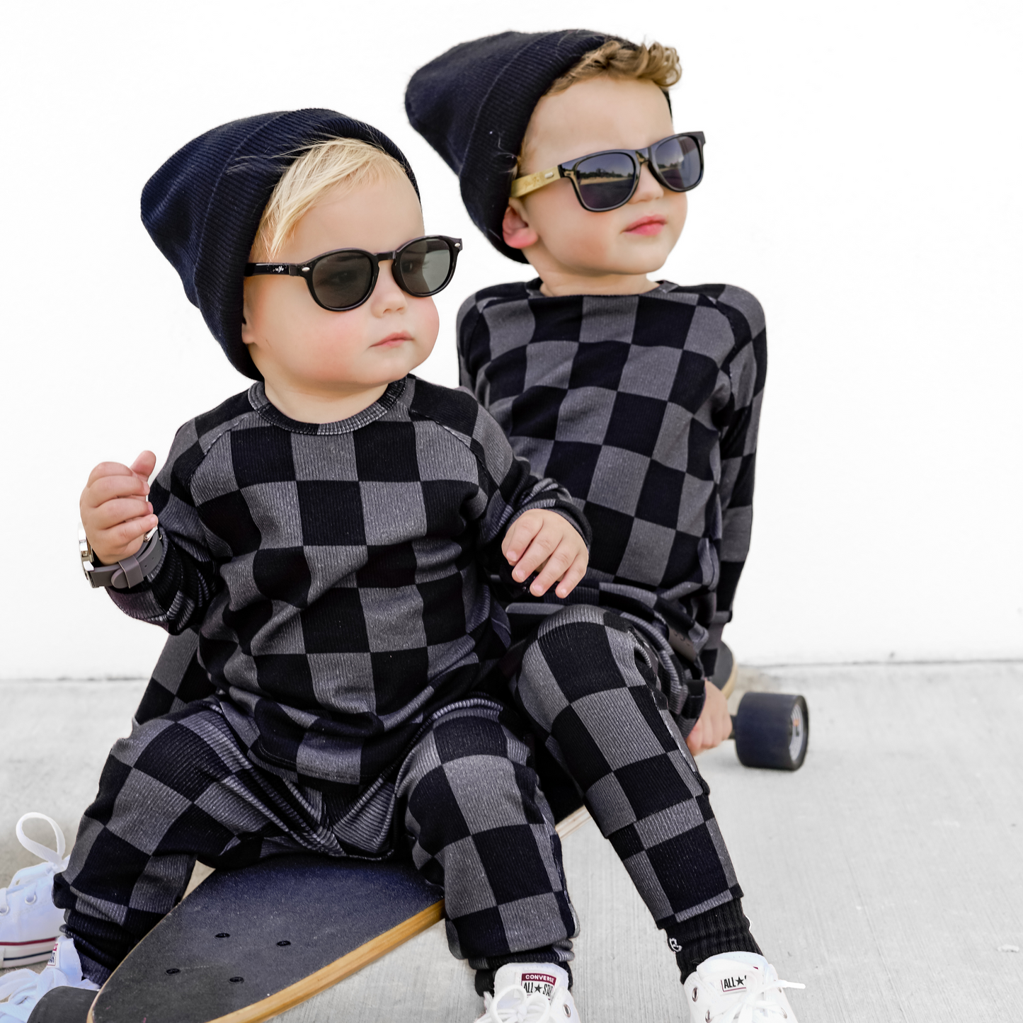 Organic Ribbed Set in Smoke + Storm