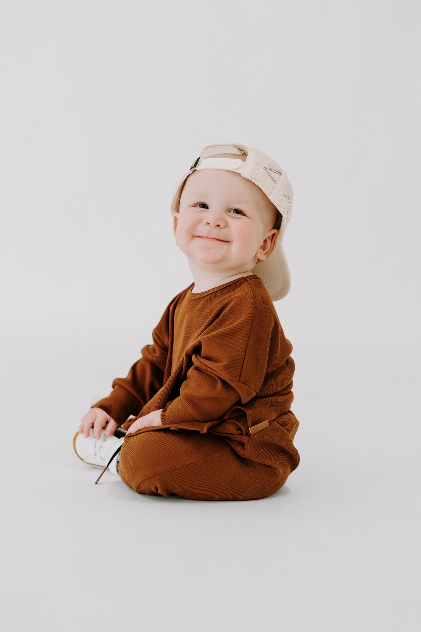 Organic Ribbed Set in Rust