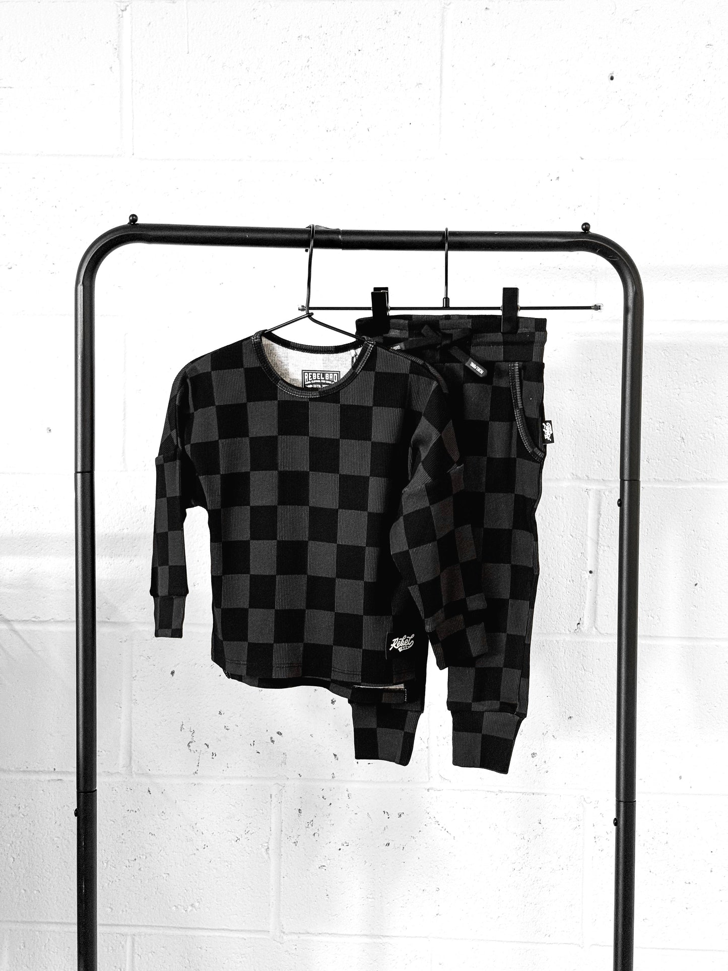 Organic Ribbed Set in Smoke + Storm