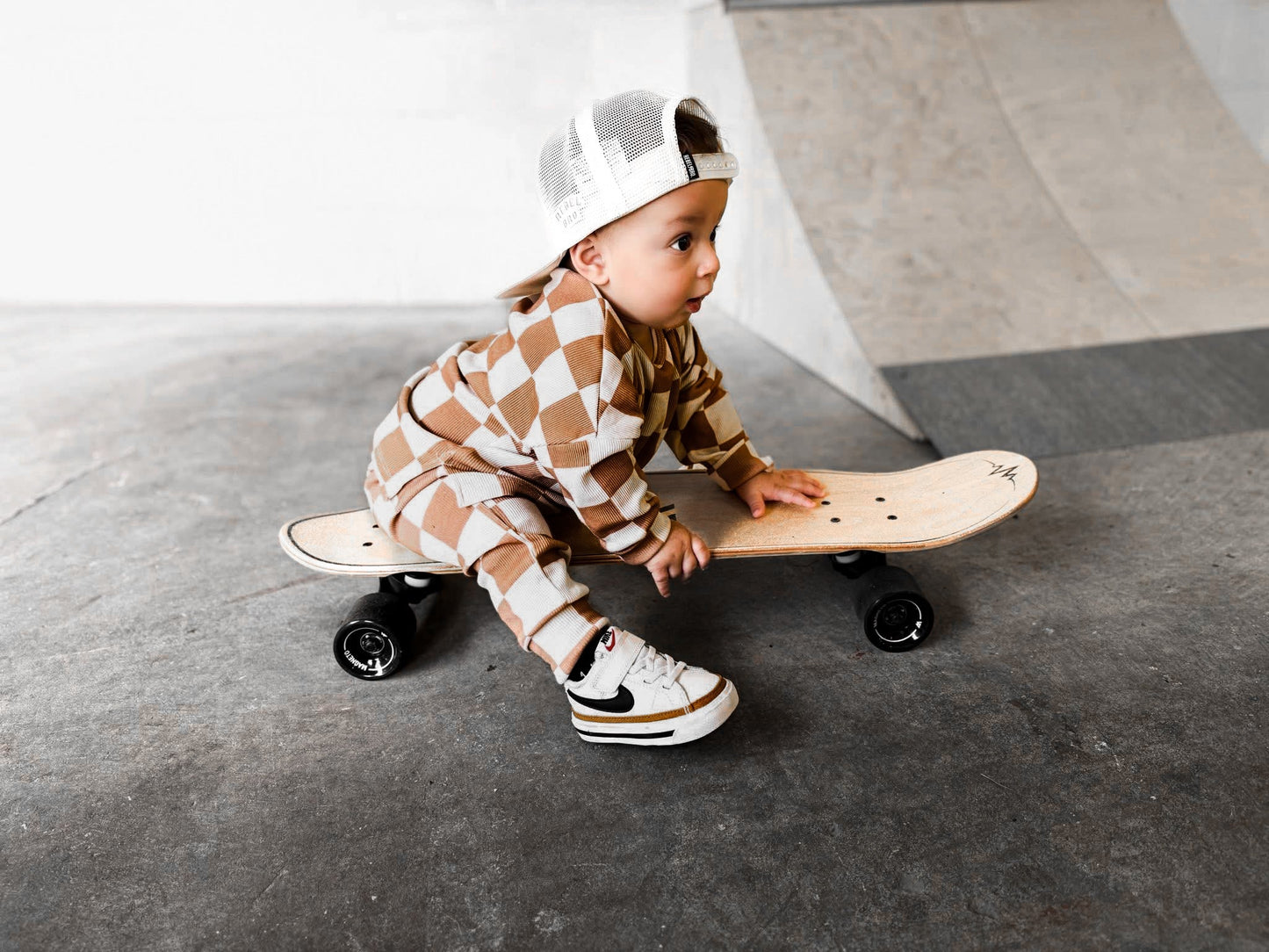 Organic Ribbed Set in Vanilla + Chestnut