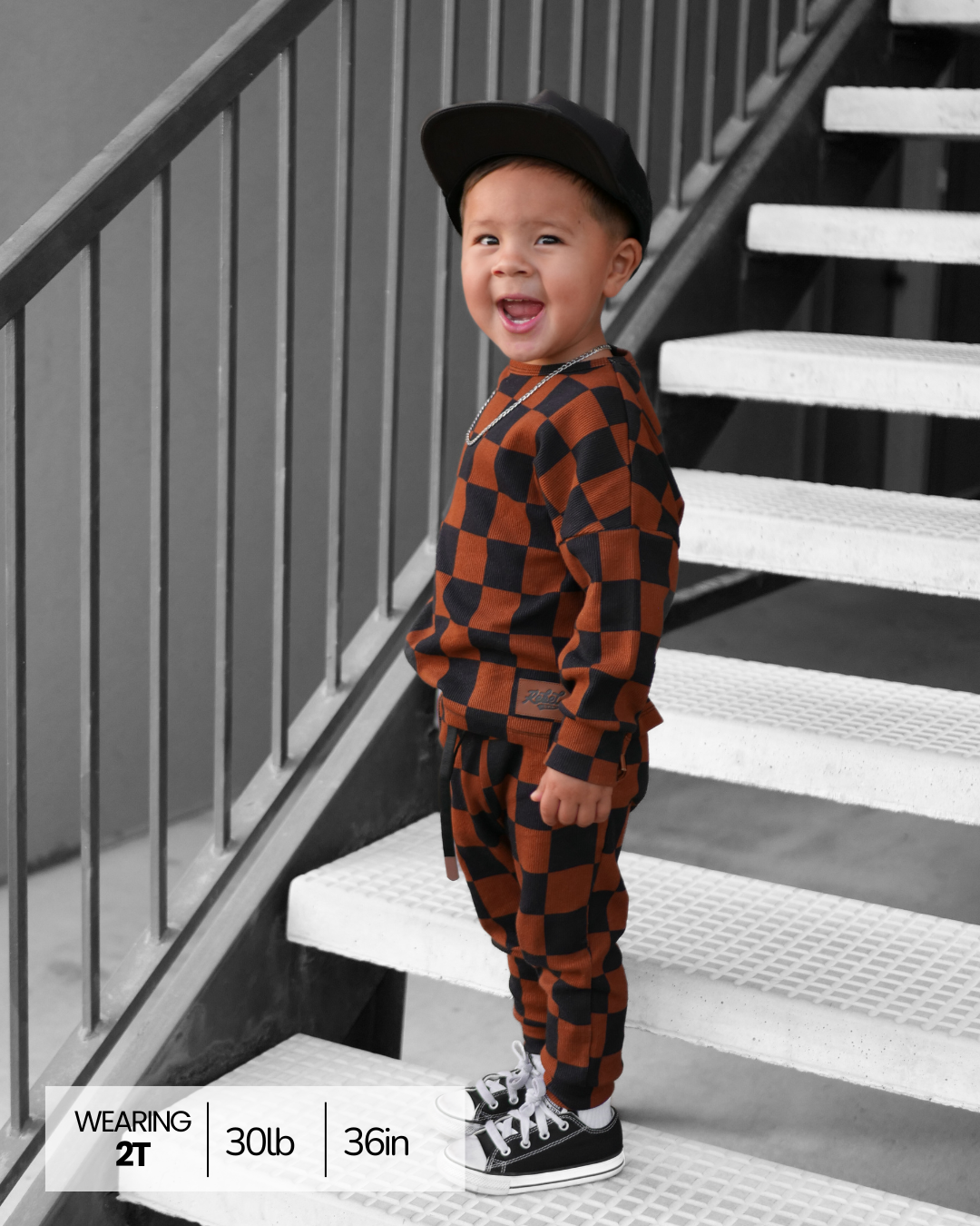 Organic Ribbed Set in Smoke + Spice