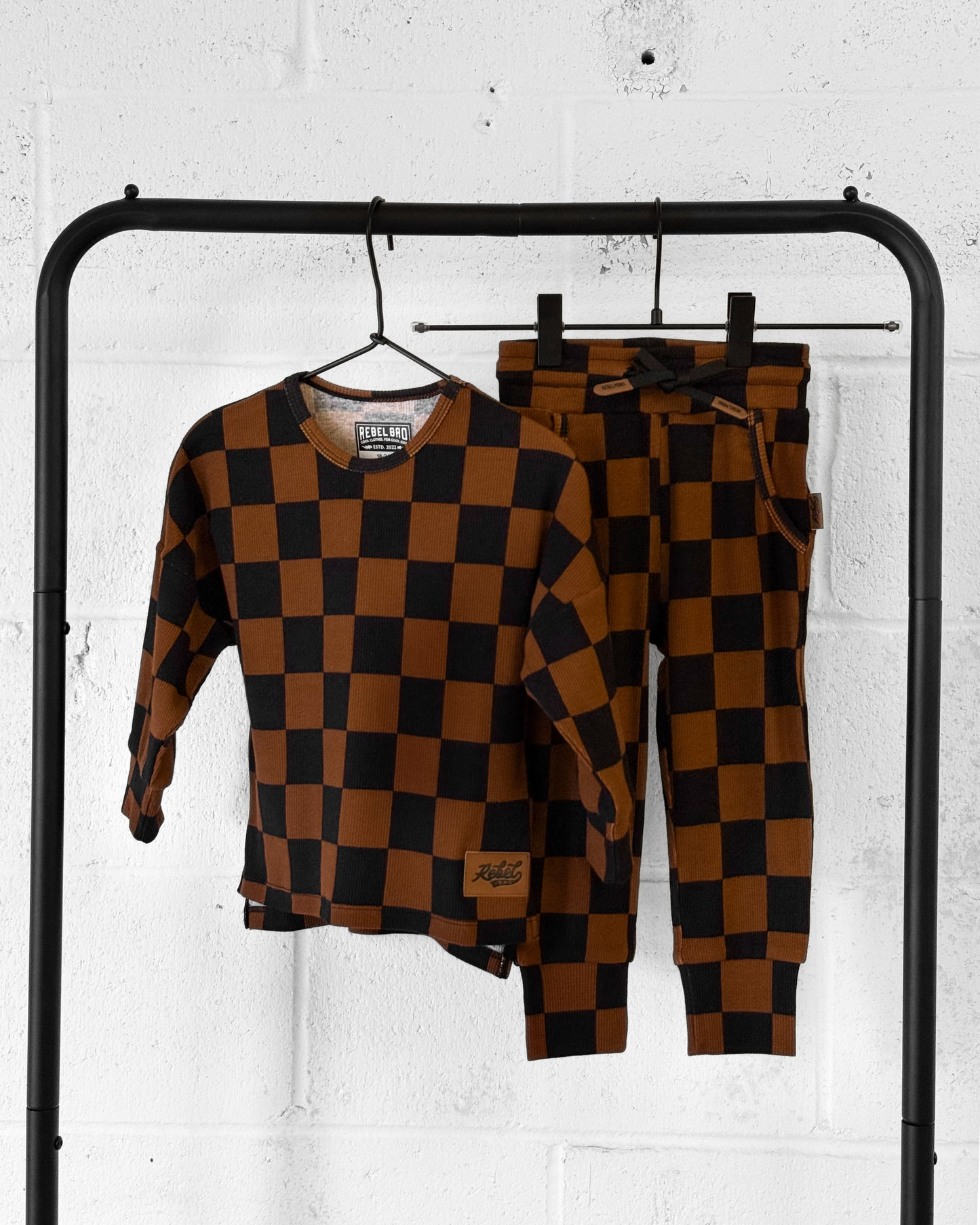 Organic Ribbed Set in Smoke + Spice