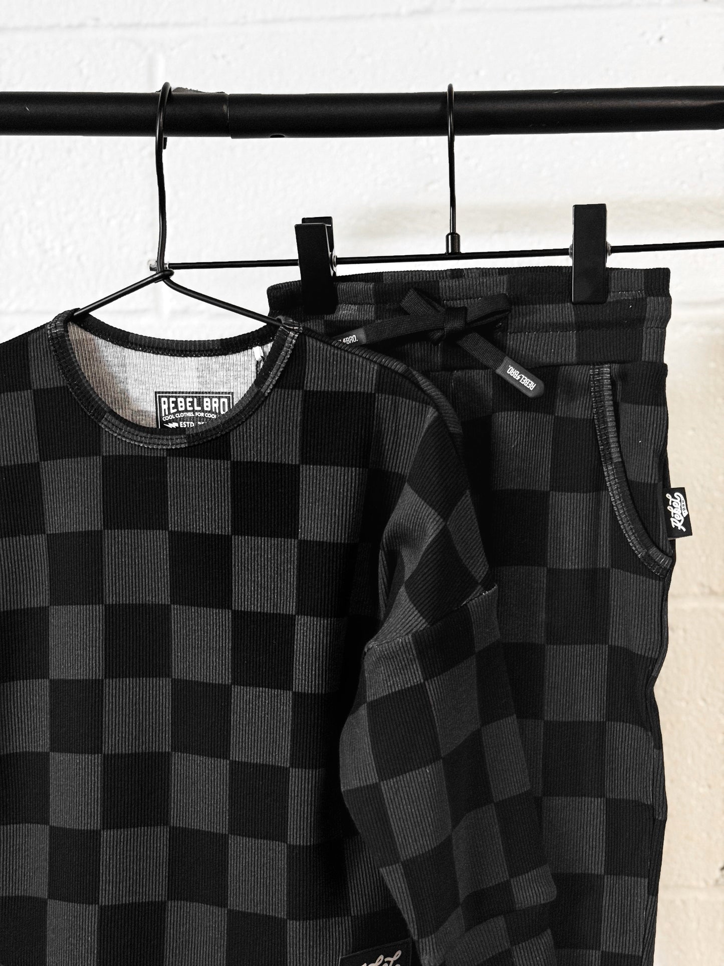 Organic Ribbed Set in Smoke + Storm