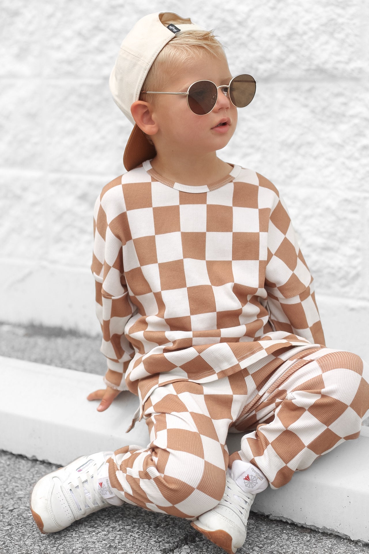 Organic Ribbed Set in Vanilla + Chestnut