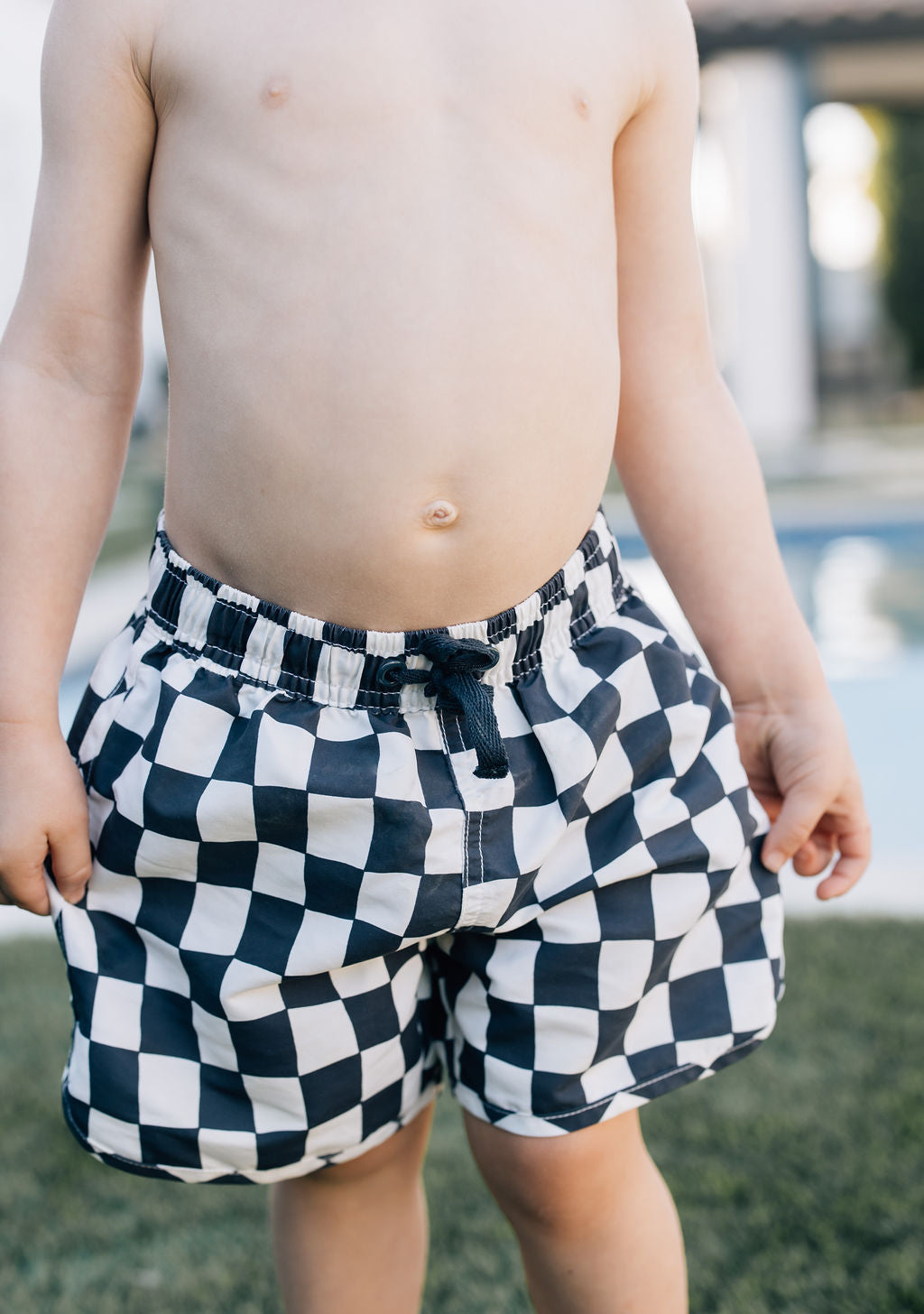 Wavy Checkered Swim Shorts