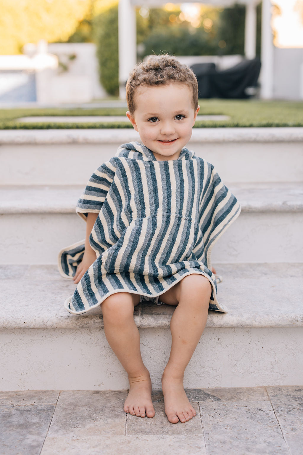 Blue Stripe Organic Cotton Beach Poncho