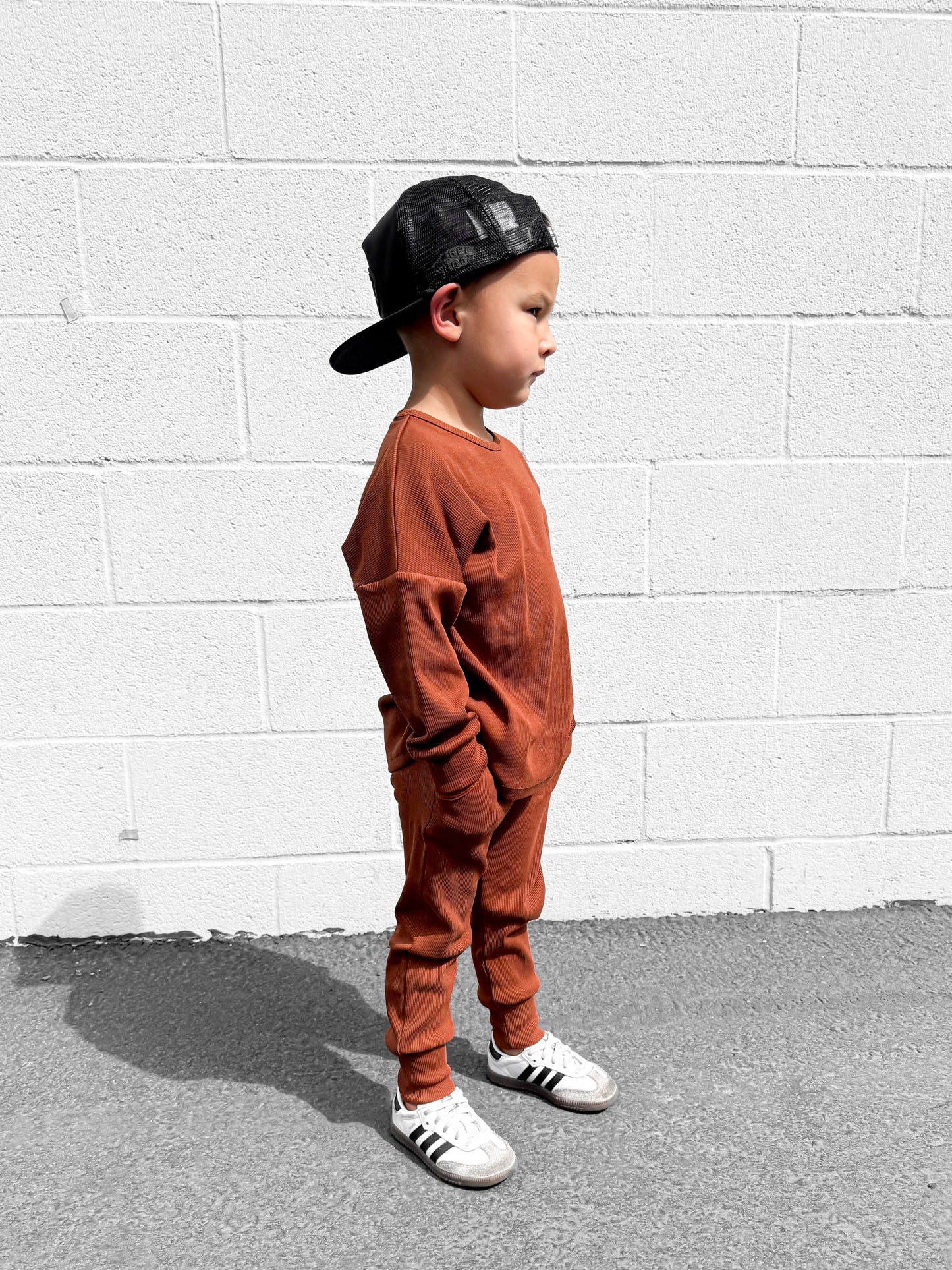 Organic Ribbed Set in Rust