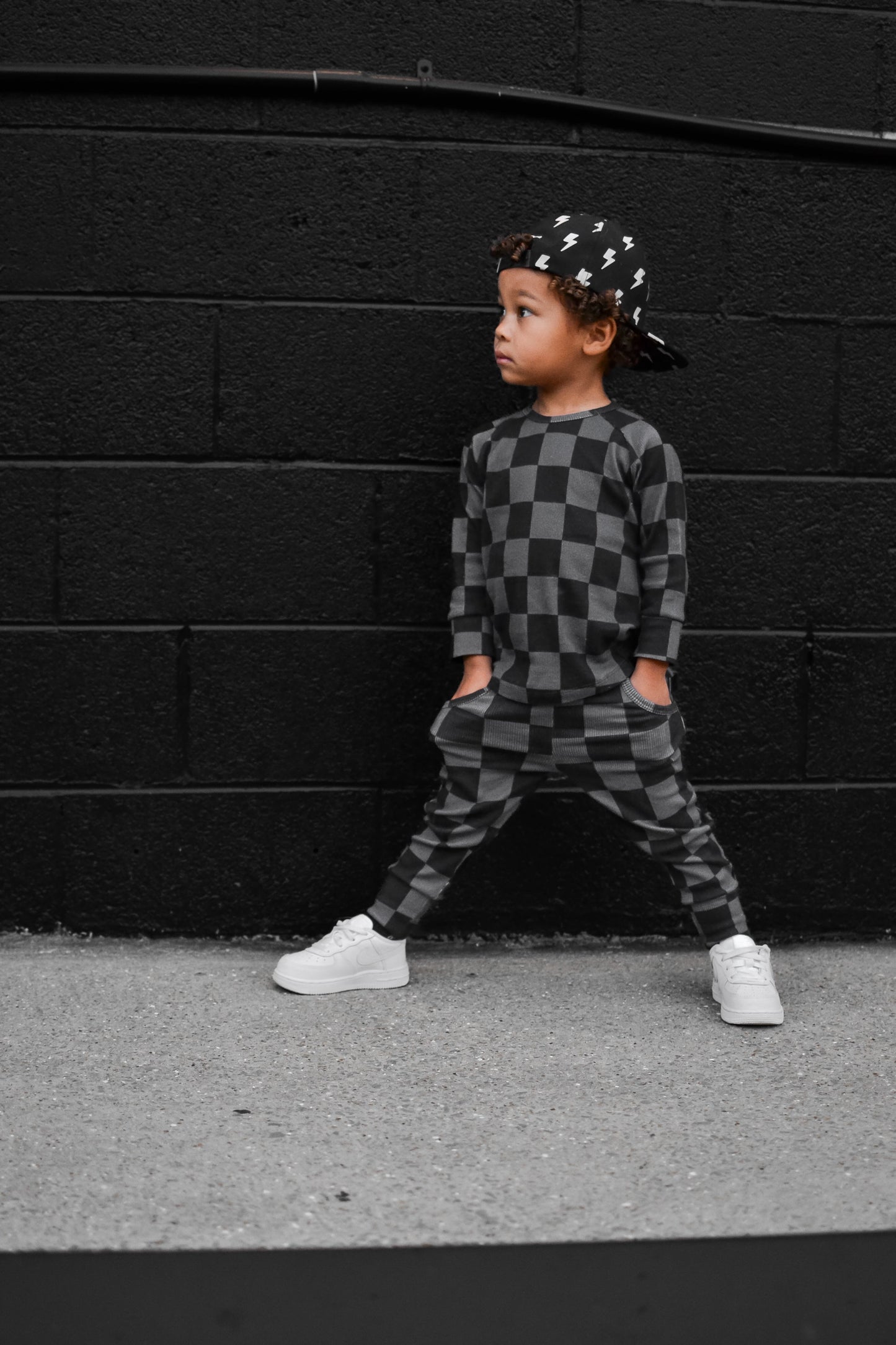 Organic Ribbed Set in Smoke + Storm