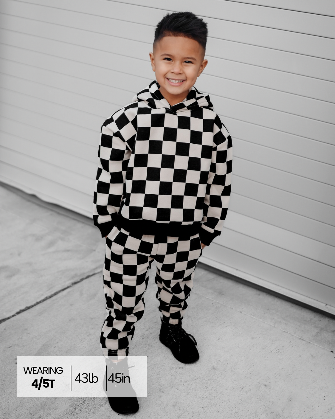 Fleece Hoodie + Sweatpants Set in Venice (Checkered)