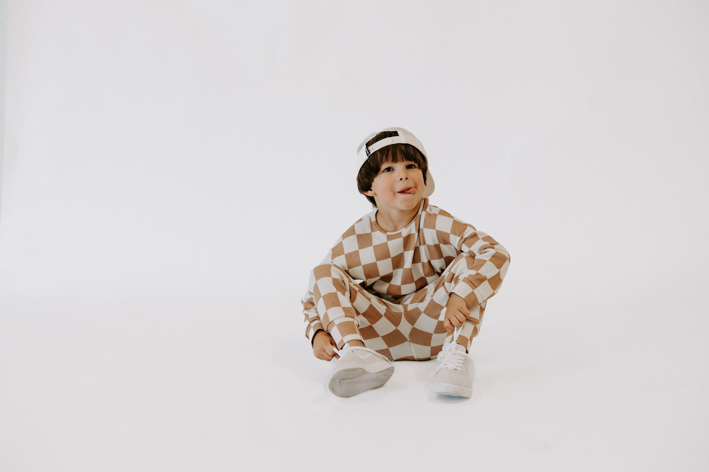 Organic Ribbed Set in Vanilla + Chestnut