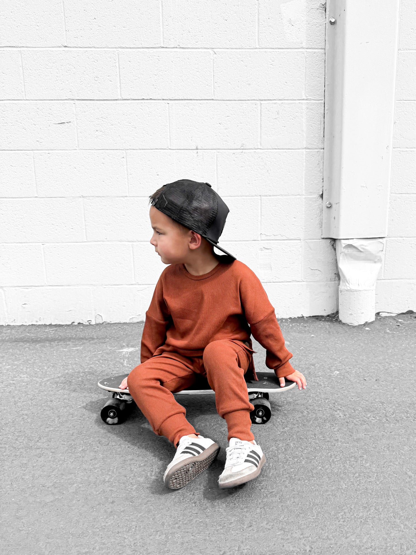 Organic Ribbed Set in Rust