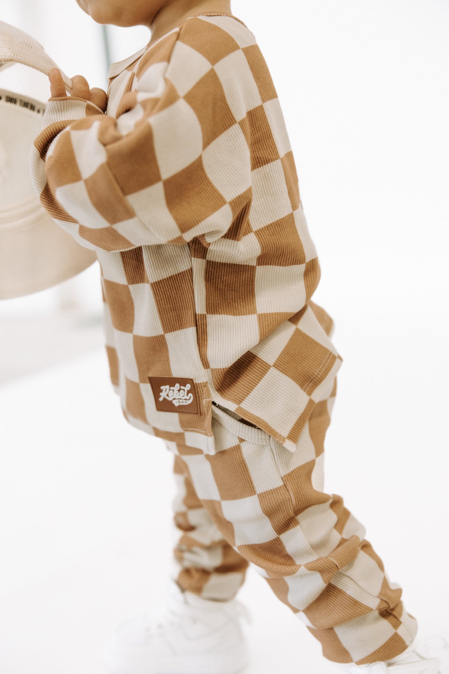 Organic Ribbed Set in Vanilla + Chestnut