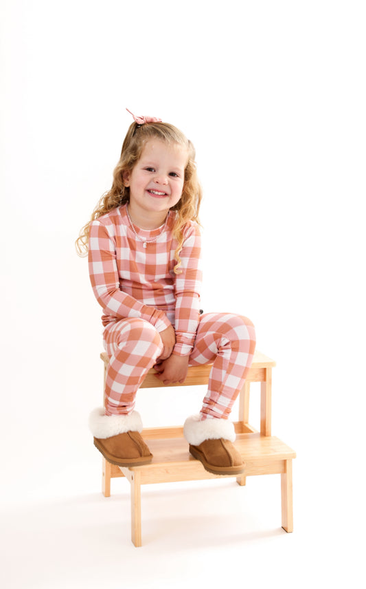 CORAL GINGHAM | TWO PIECE SET